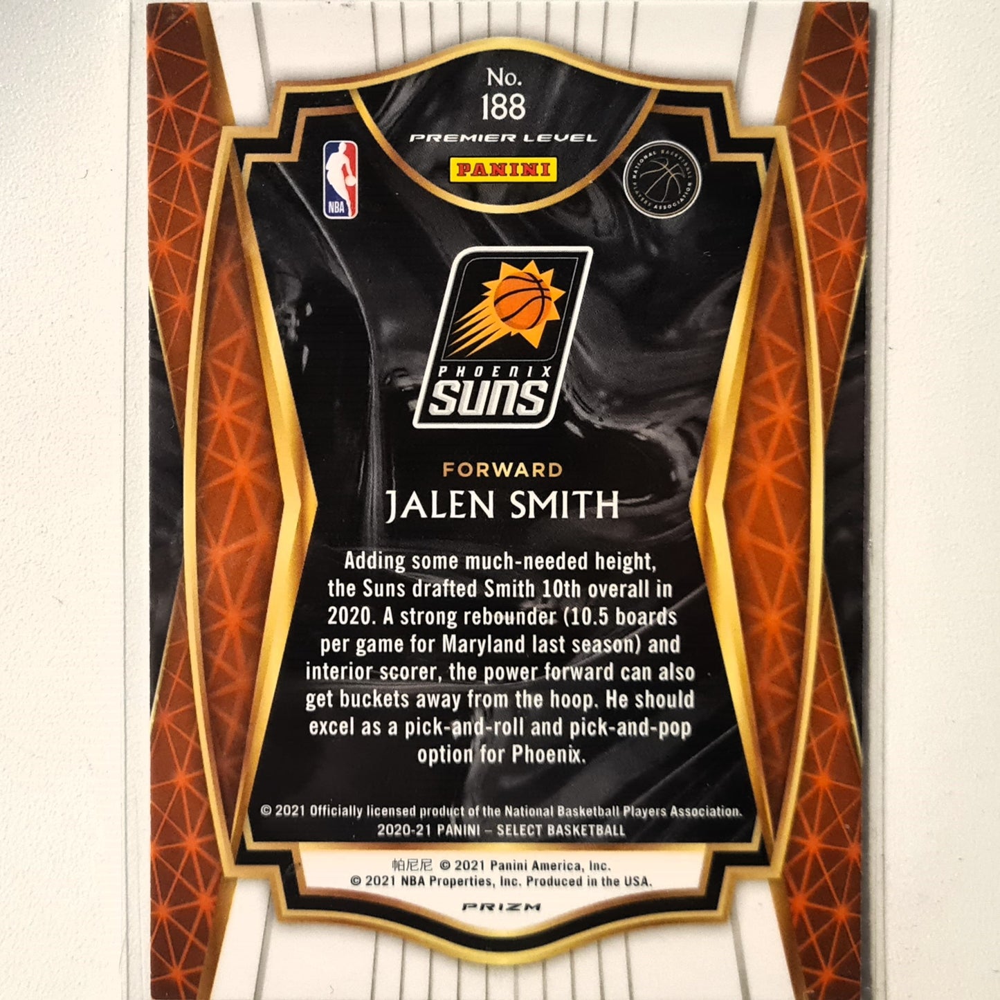 Jalen Smith 2020-21 Panini Select prizm premier level Rookie RC #188 NBA Basketball Phoenix Suns Excellent Sleeved