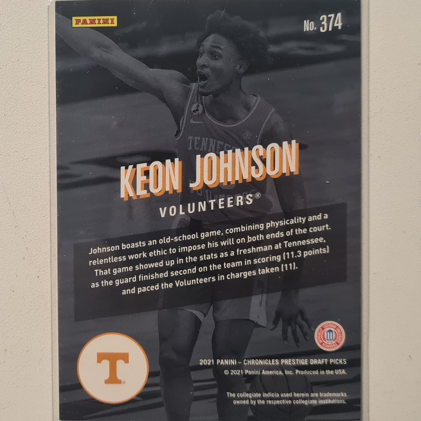 Keon Johnson 2021 Panini Chronicles Prestige draft picks Rookie RC #374 NBA Basketball Portland Trail Blazers/volunteers Excellent/mint Sleeved