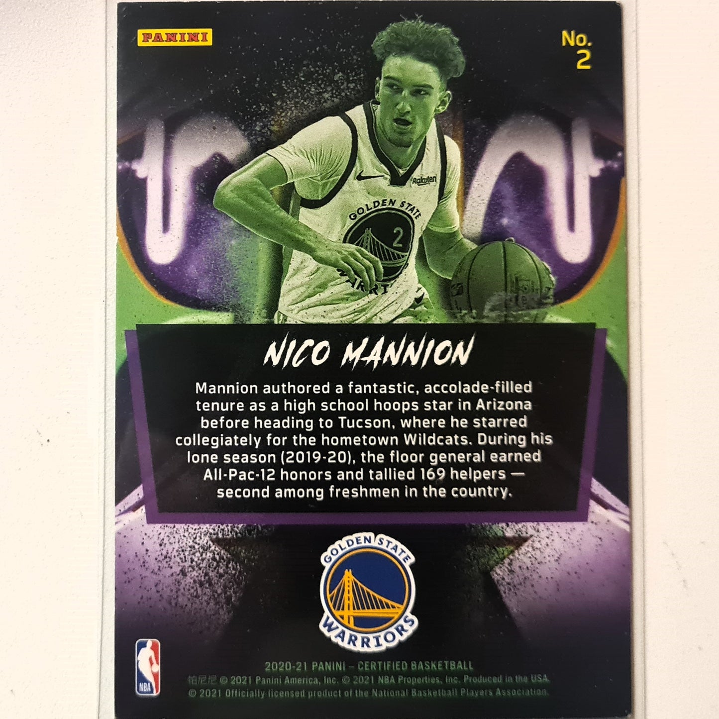 Nico Mannion Panini 2020-21 Certified Holo #2 NBA Basketball Golden State Warriors very good Sleeved