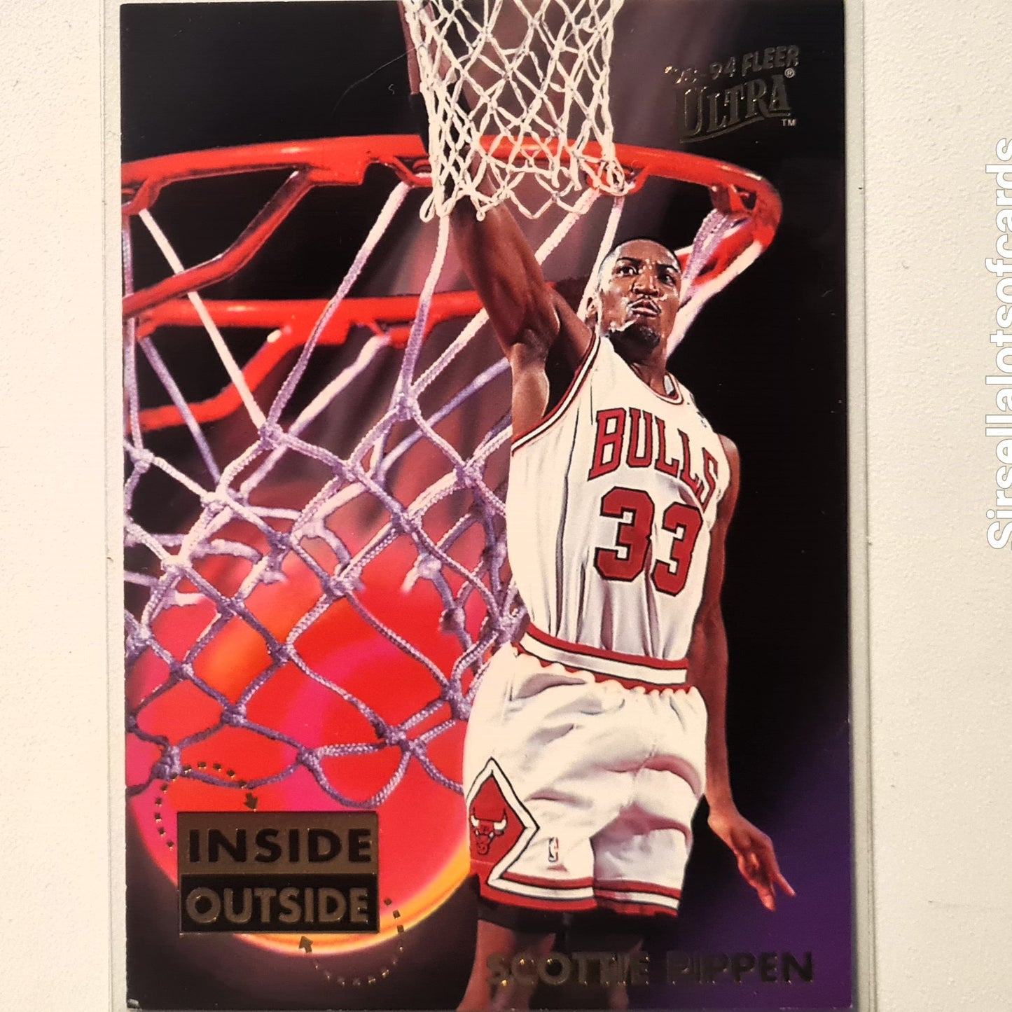 Scottie Pippen 1994 Fleer Ultra 93-94 inside outside 7 of 10 NBA Basketball Chicago Bulls good Sleeved