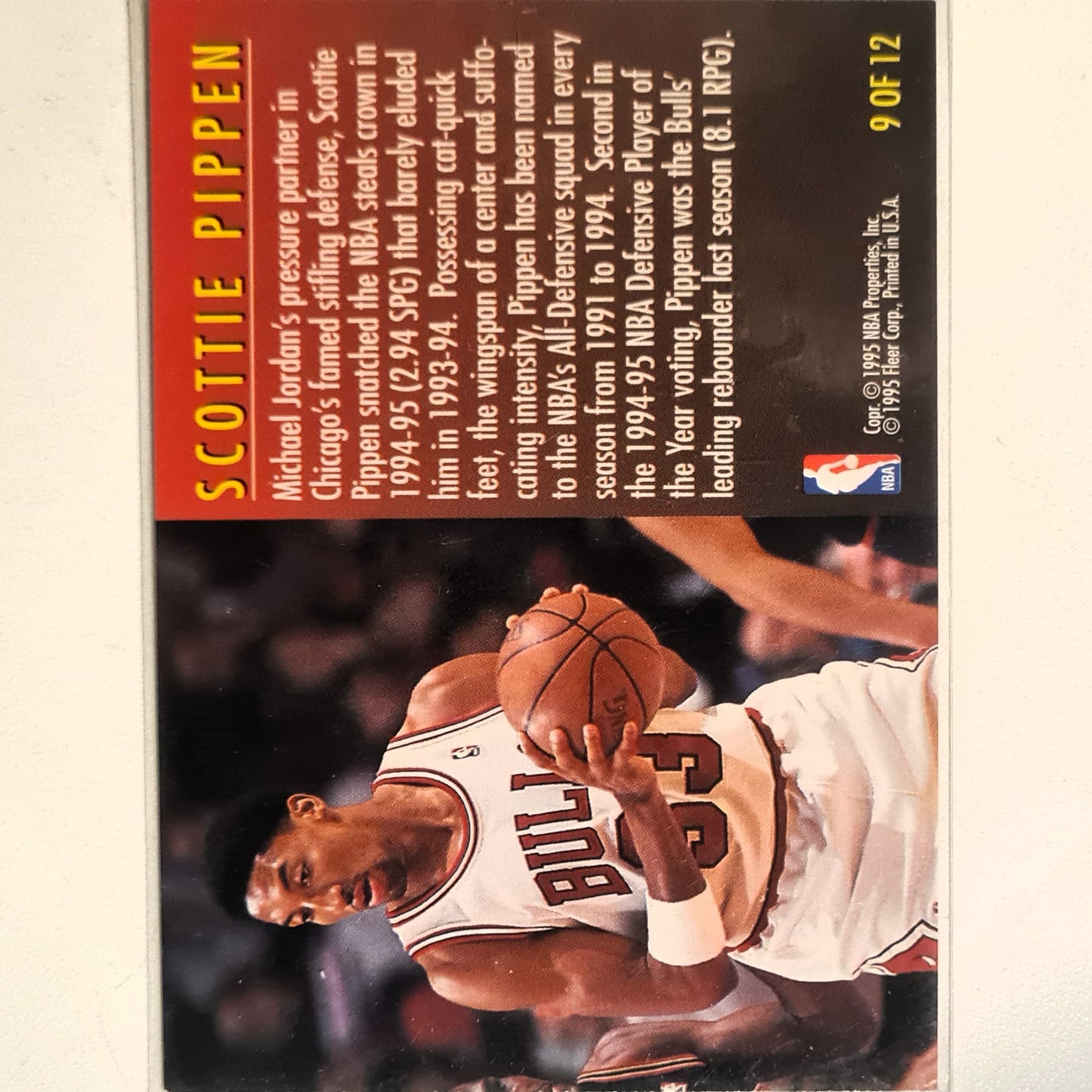 Scottie Pippen 1995 Fleer 95-96 Total D 9 Of 12 NBA Basketball Chicago Bulls Excellent Sleeved