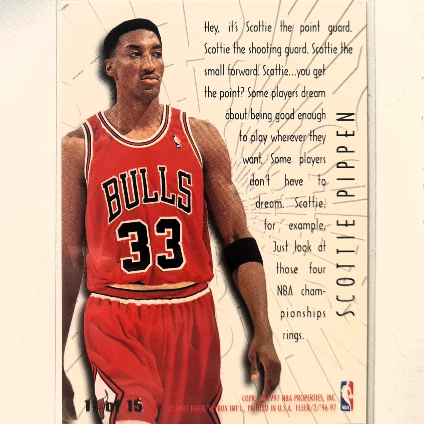 Scottie Pippen 1997 Fleer 96-97 Swing Shift 1 of 15 NBA Basketball Chicago Bulls Excellent Sleeved