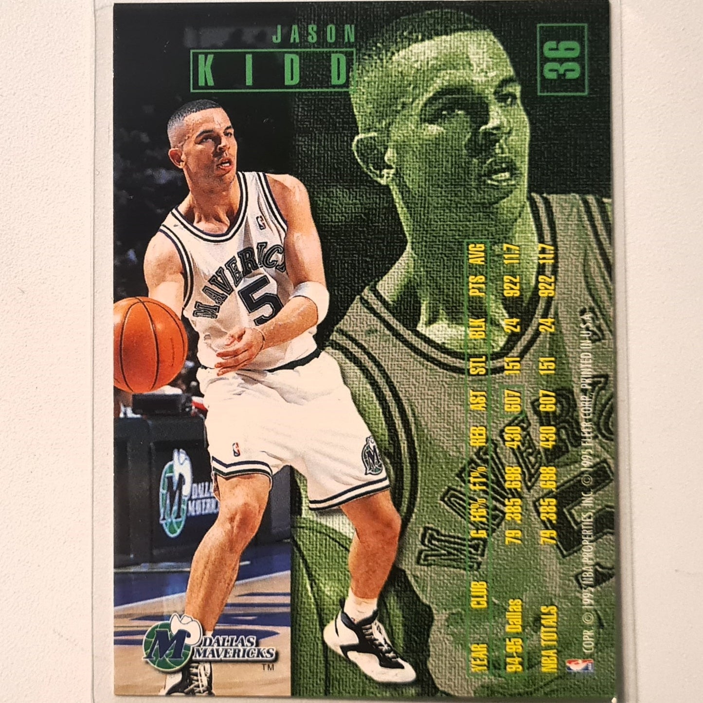 Jason Kidd 1995 Fleer 95-96 #36 NBA Basketball Dallas Mavericks Excellent Sleeved