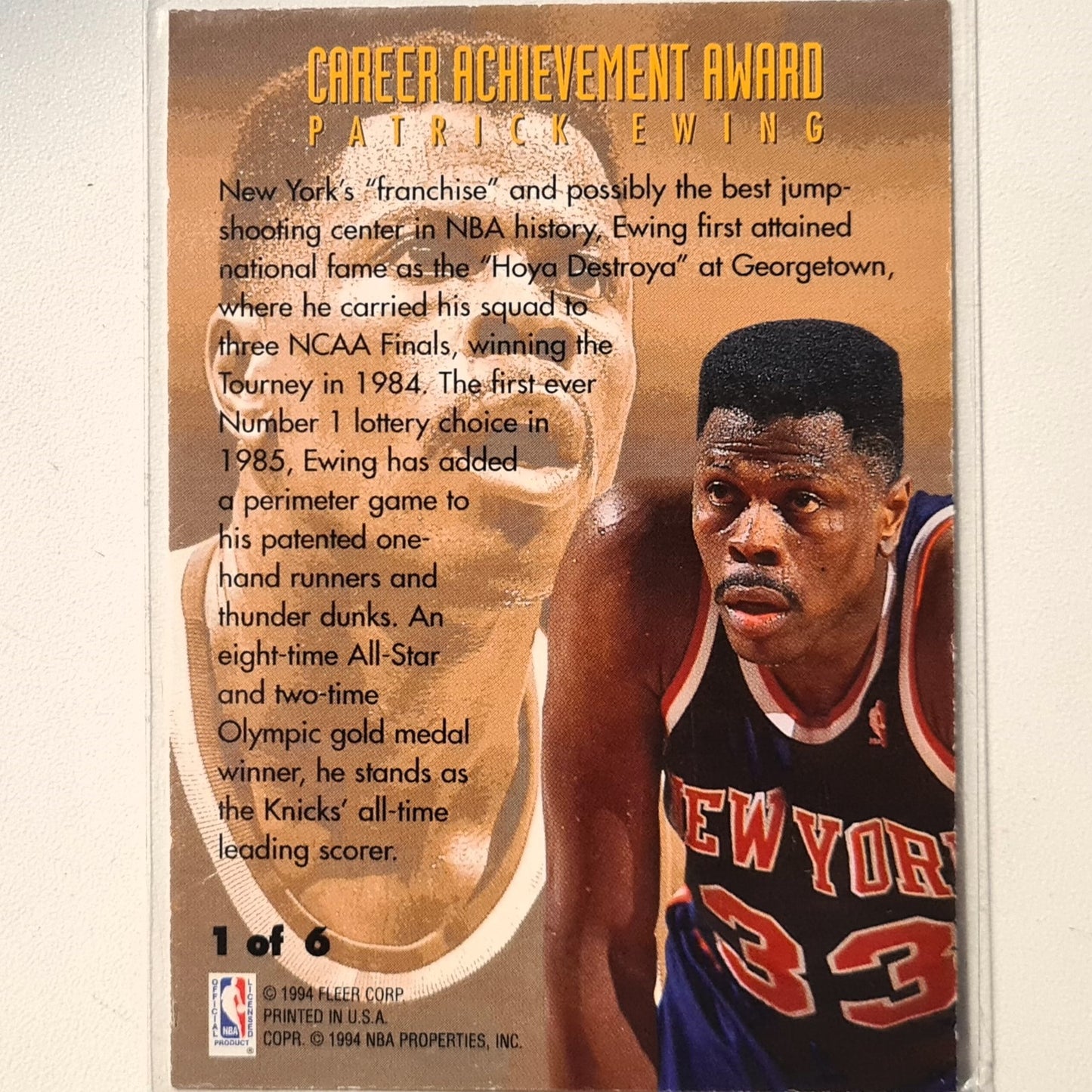Patrick Ewing 1994 Fleer 94-95 career achievement award 1 of 6 foil insert Basketball New York Knicks Excellent sleeved