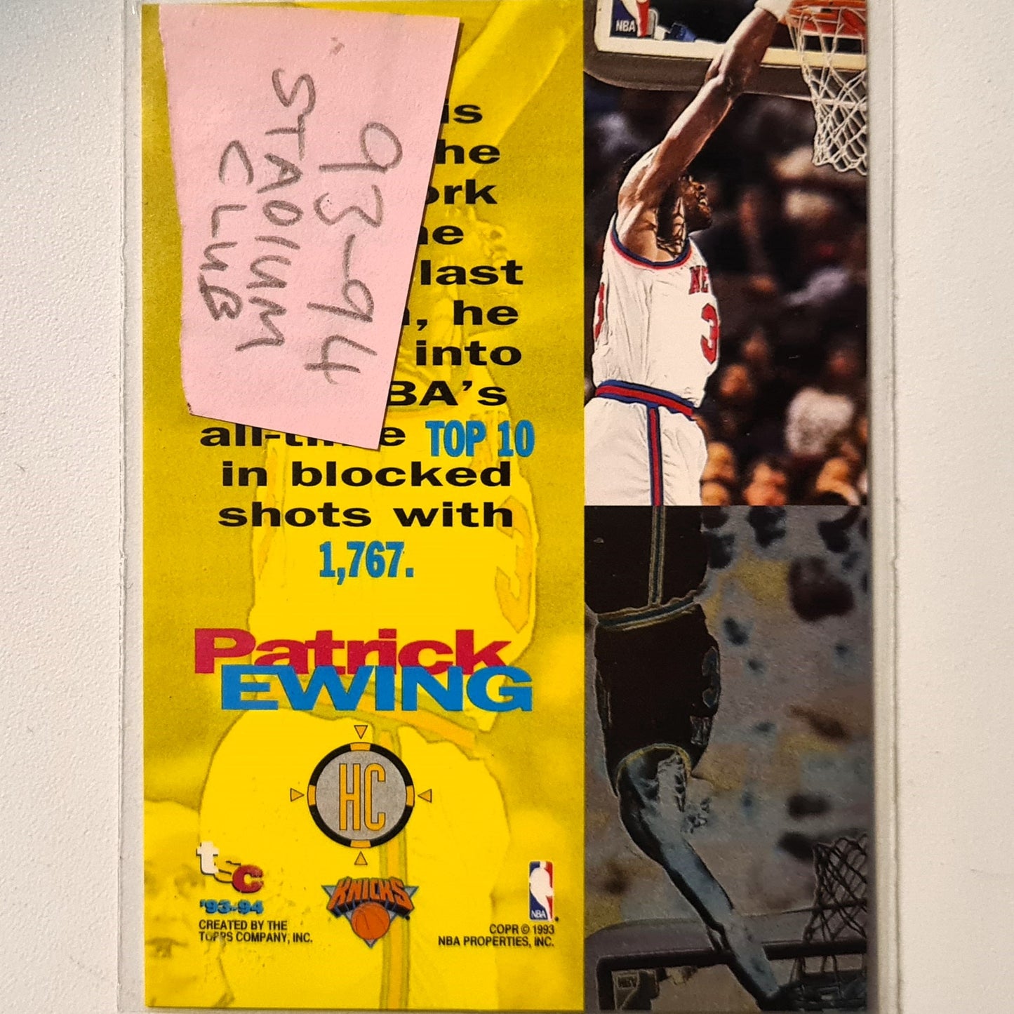 Patrick Ewing 1993 Topps Stadium Club high court #68 Basketball New York Knicks Excellent sleeved