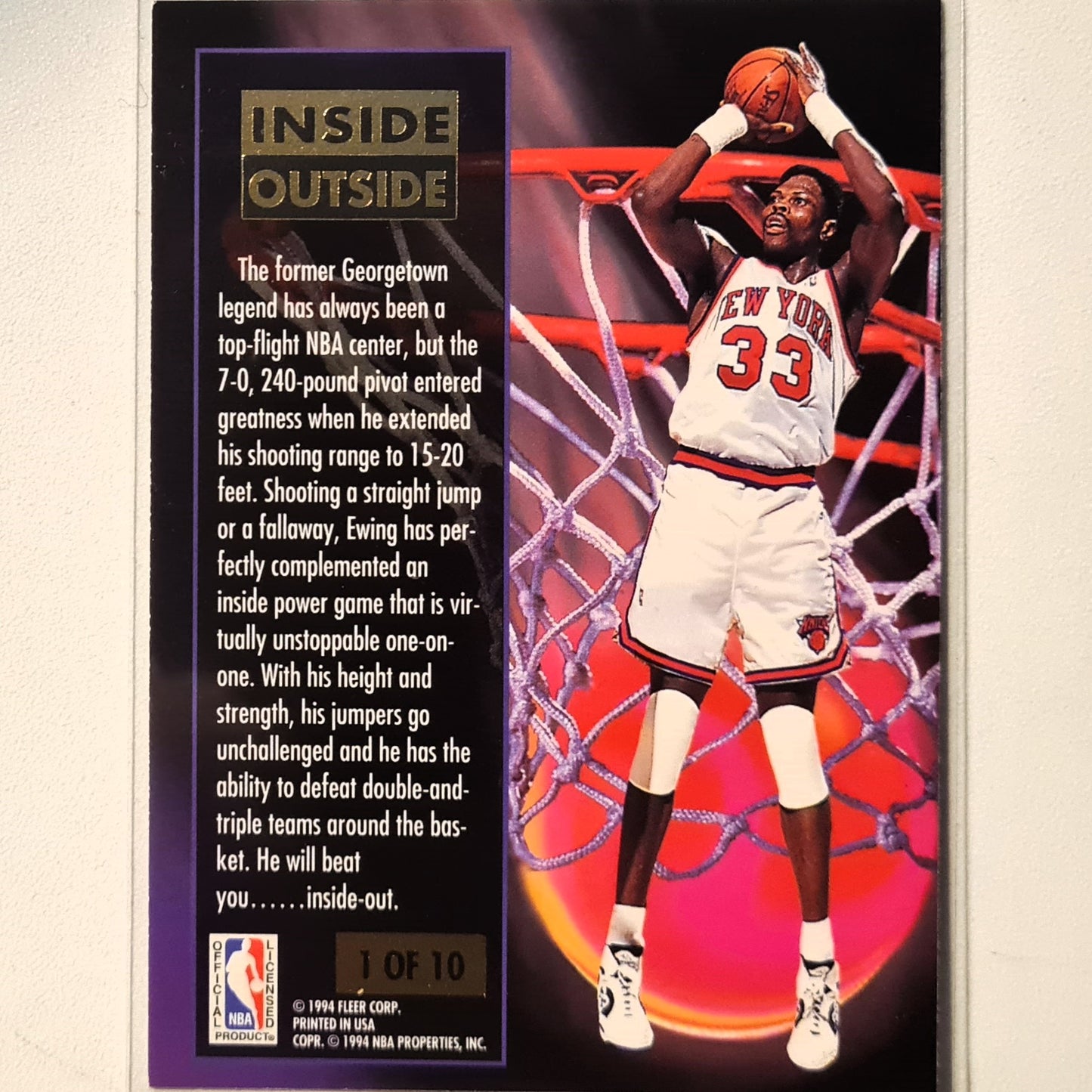 Patrick Ewing 1994 Fleer Ultra 93-94 Inside Outside 1 of 10 Basketball New York Knicks Excellent sleeved
