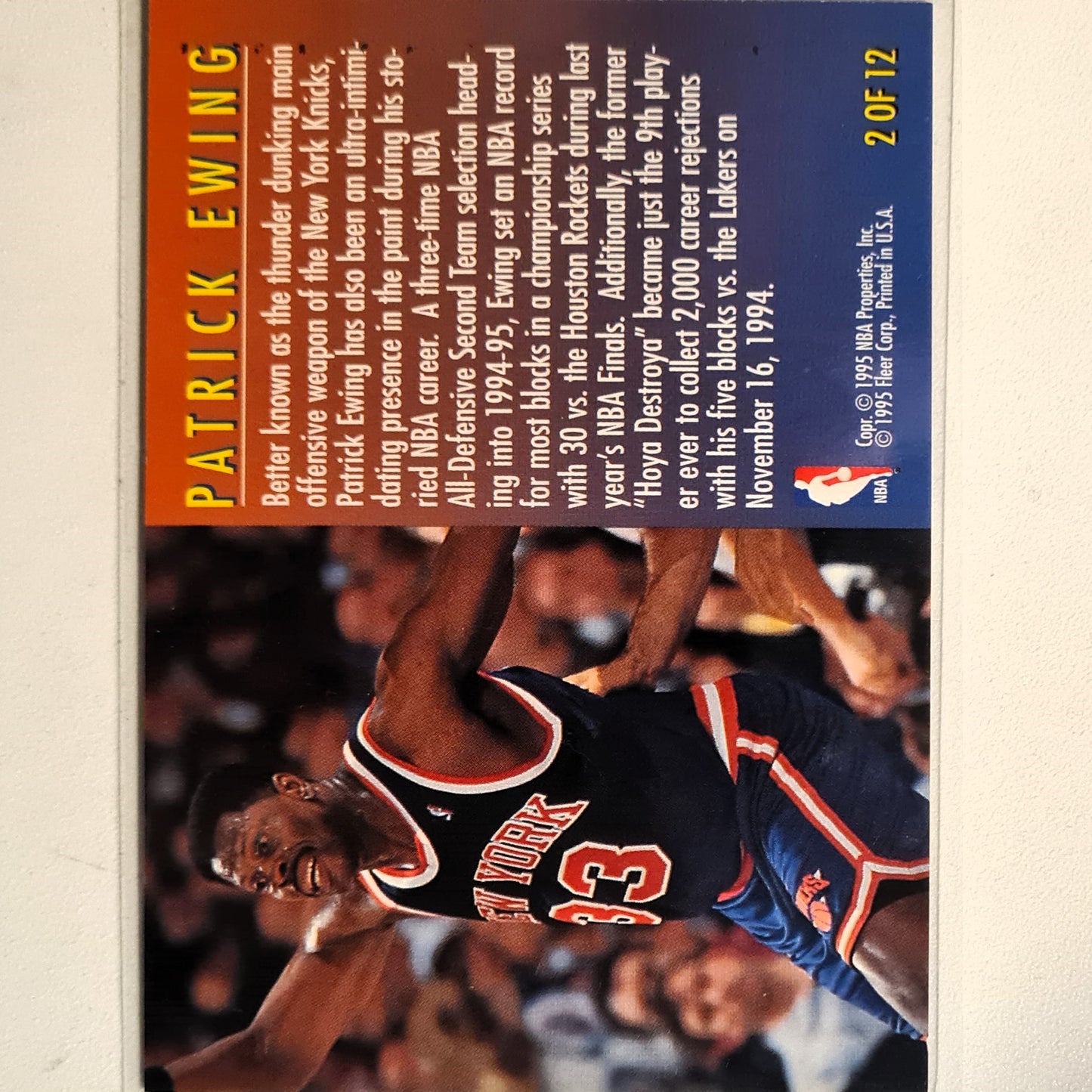 Patrick Ewing 1995 Fleer 95-96 Total D 2 of 12 NBA Basketball New York Knicks Excellent sleeved