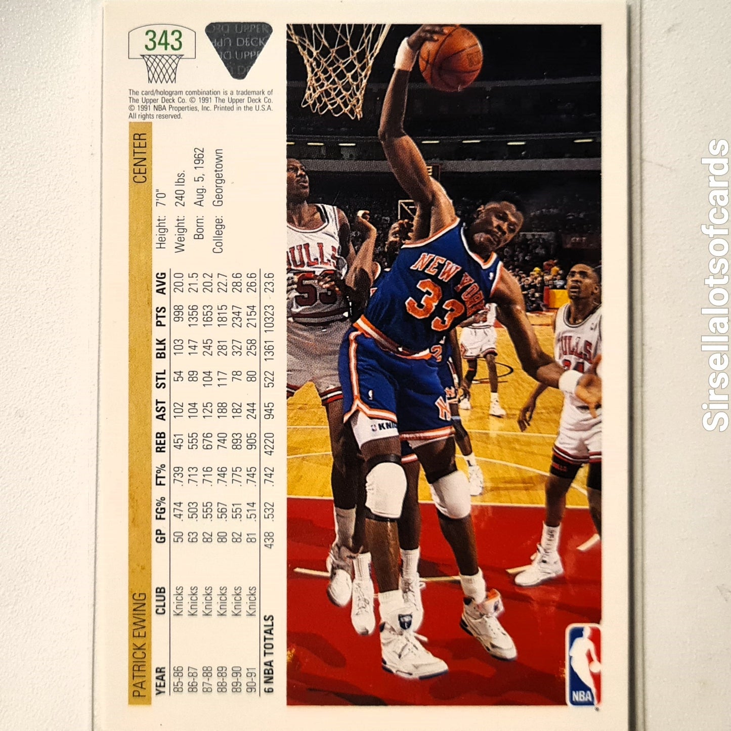 Patrick Ewing 1991 Upper-Deck #343 NBA Basketball New York Knicks Excellent sleeved