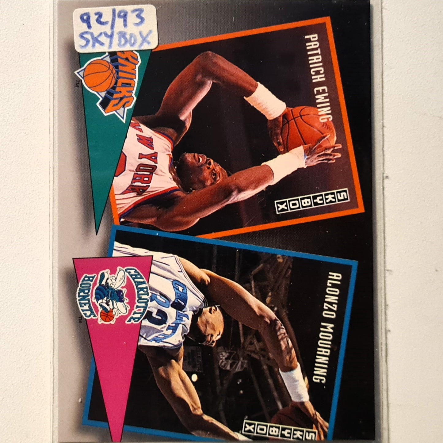 Patrick Ewing Alonzo Mourning 1993 Skybox School ties  ST1 NBA Basketball New York Knicks Excellent Sleeved