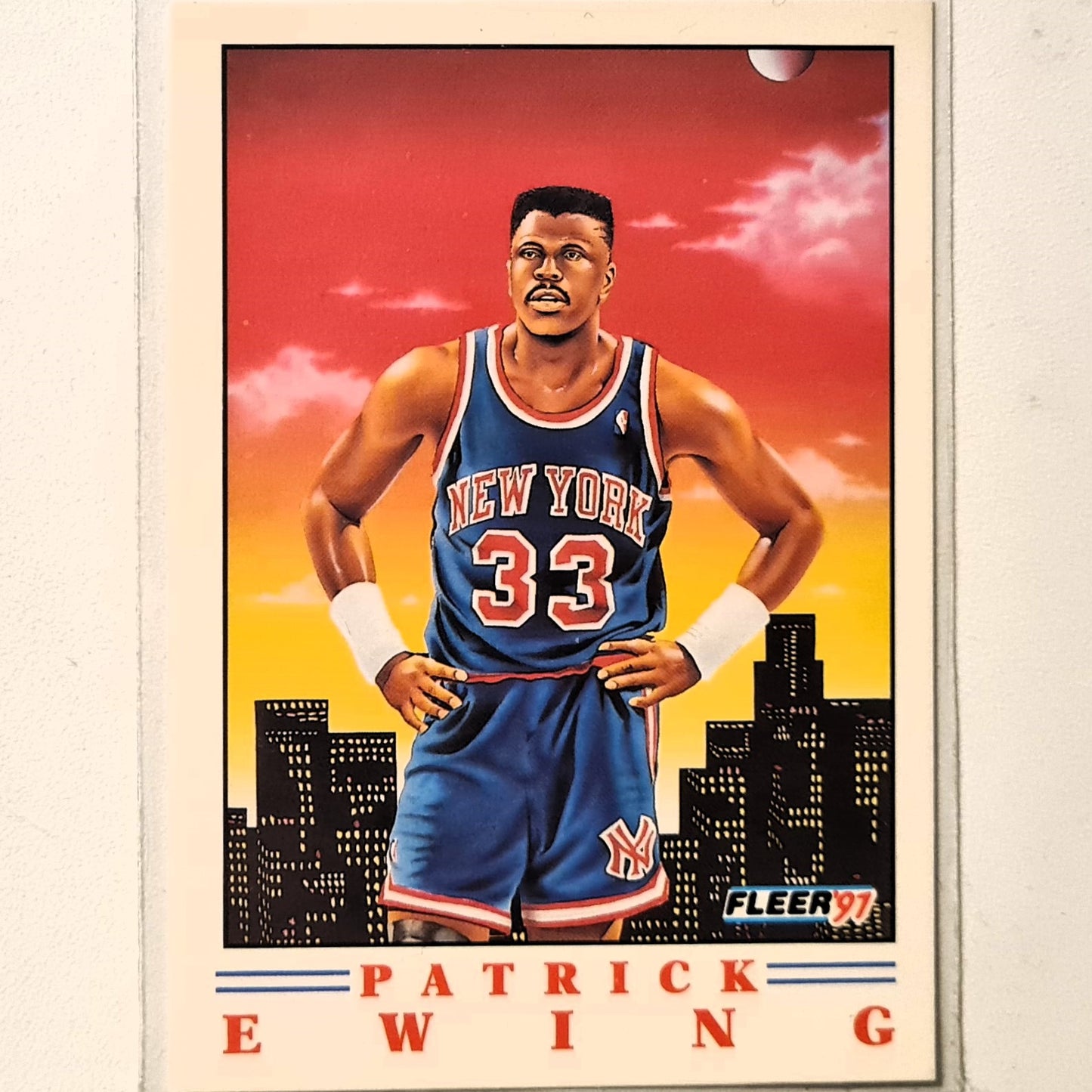 Patrick Ewing 1991 Fleer 91 T.Smith illustration artwork 4 of 6 NBA Basketball New York Knicks Excellent Sleeved
