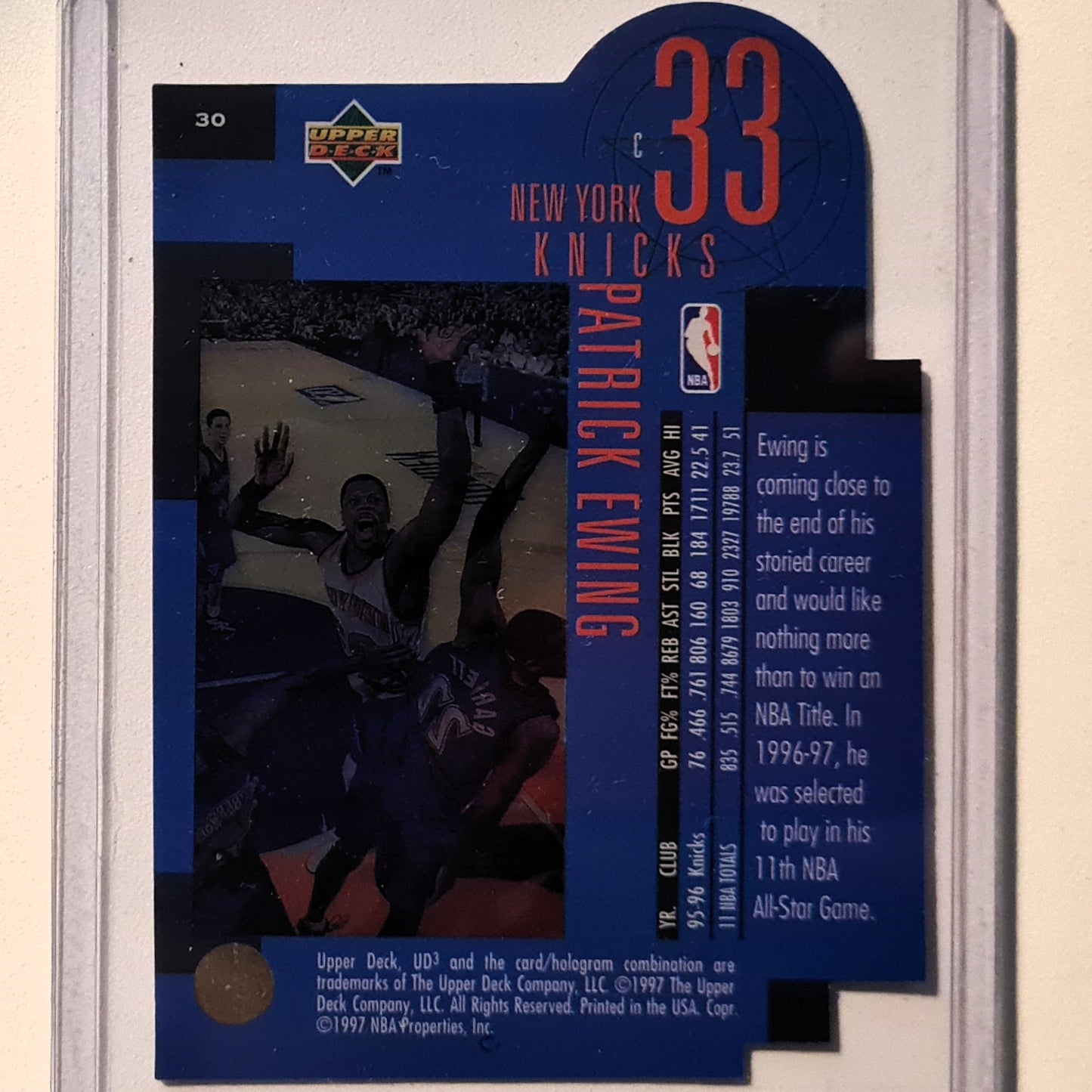 Patrick Ewing 1997 Upper-Deck Star Focus #30 NBA Basketball New York Knicks Excellent Sleeved
