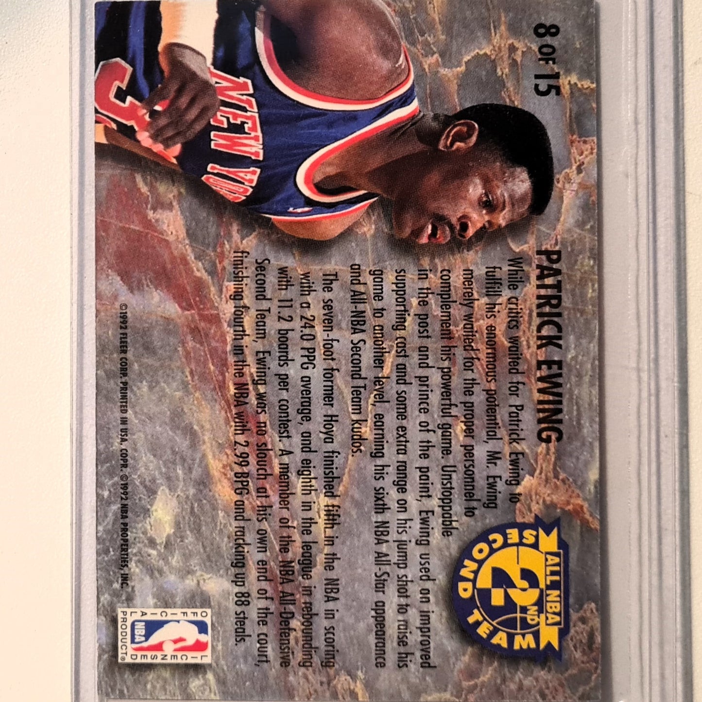 Patrick Ewing 1992 Fleer Ultra 92-93 all NBA 2nd team 8 of 15 NBA Basketball New York Knicks Excellent Sleeved