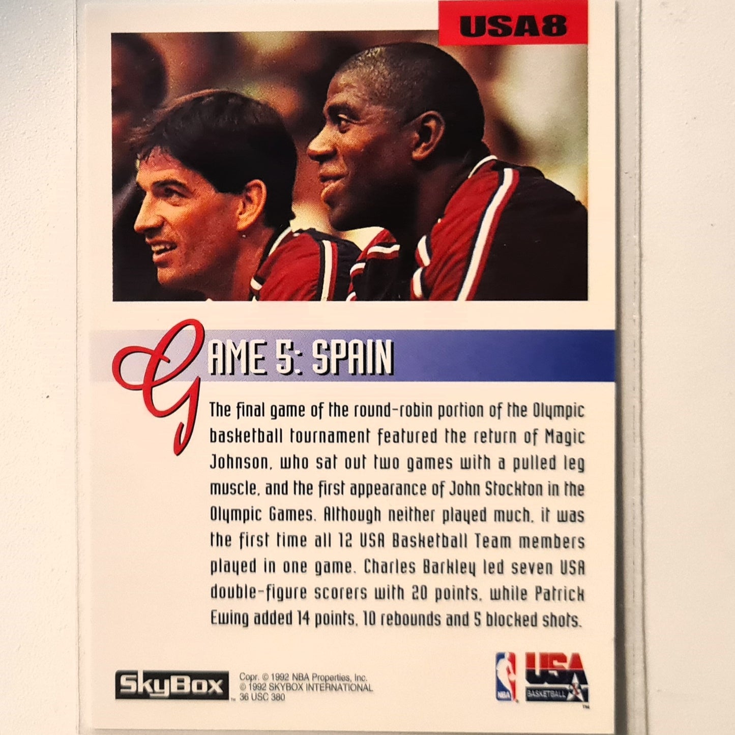 Patrick Ewing 1992 Skybox road to Gold Barcelona USA8 NBA Basketball New York Knicks team USA  Excellent Sleeved