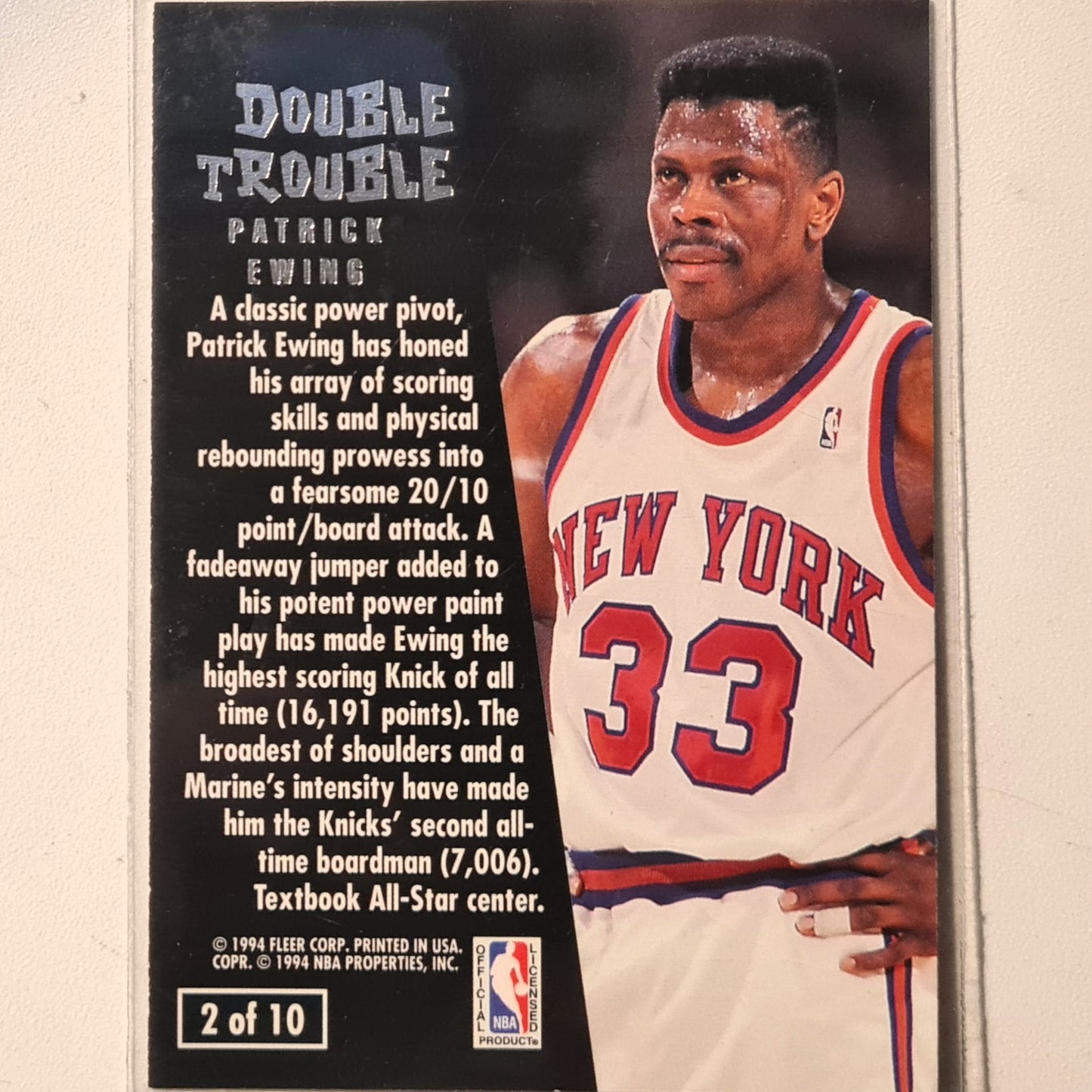 Patrick Ewing 1994 Fleer 94-95 Ultra Double Trouble insert 2 of 10  NBA Basketball New York Knicks Excellent Sleeved