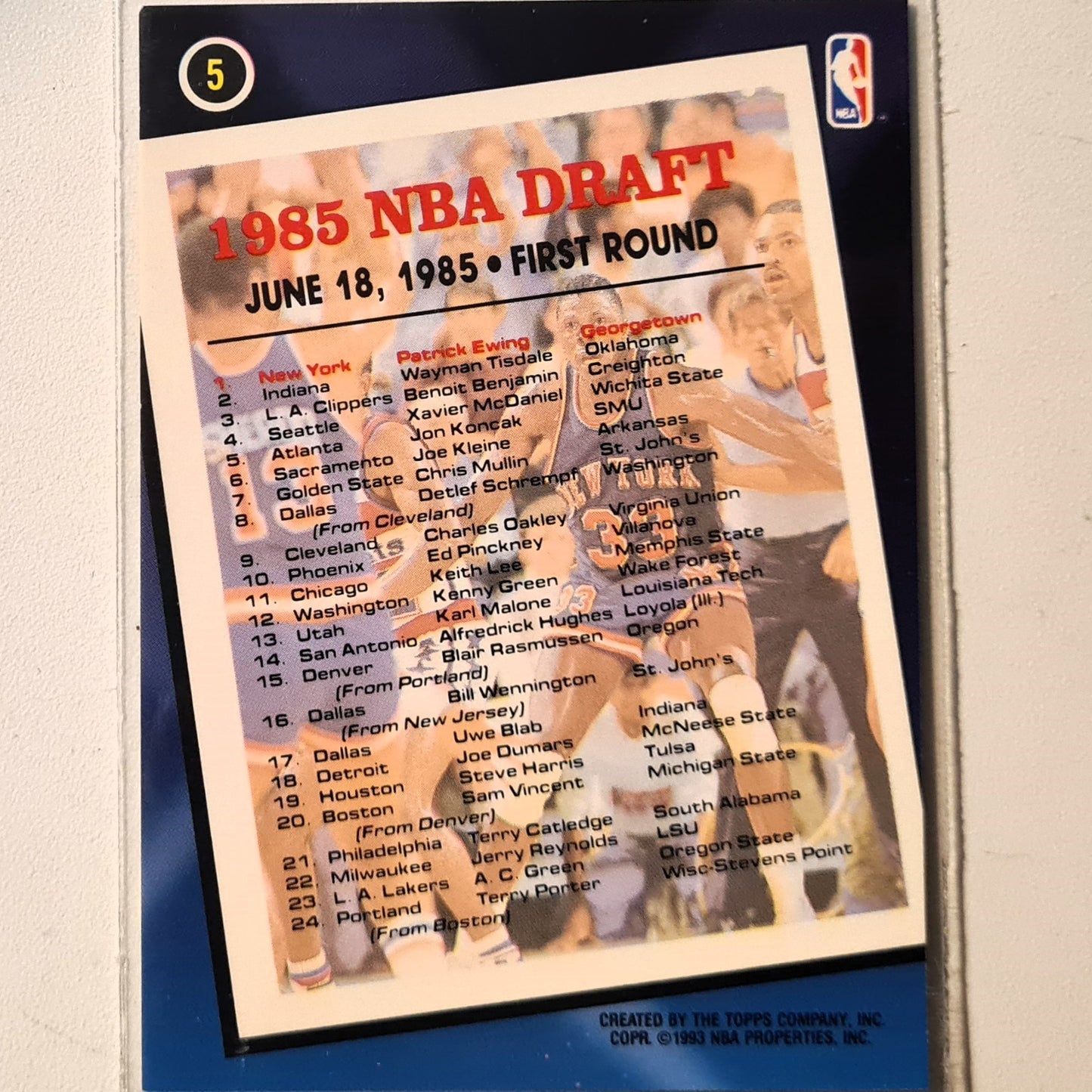 Patrick Ewing 1993 Topps Archives #1 Draft pick 1985  #5 NBA Basketball New York Knicks Excellent Sleeved
