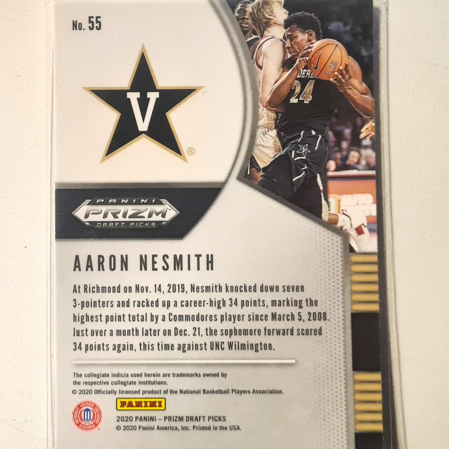 Aaron Nesmith 2020-21 Panini Prizm Draft picks  Rookie RC #55 NBA Basketball Boston Celtics Vanderbilt Excellent Sleeved