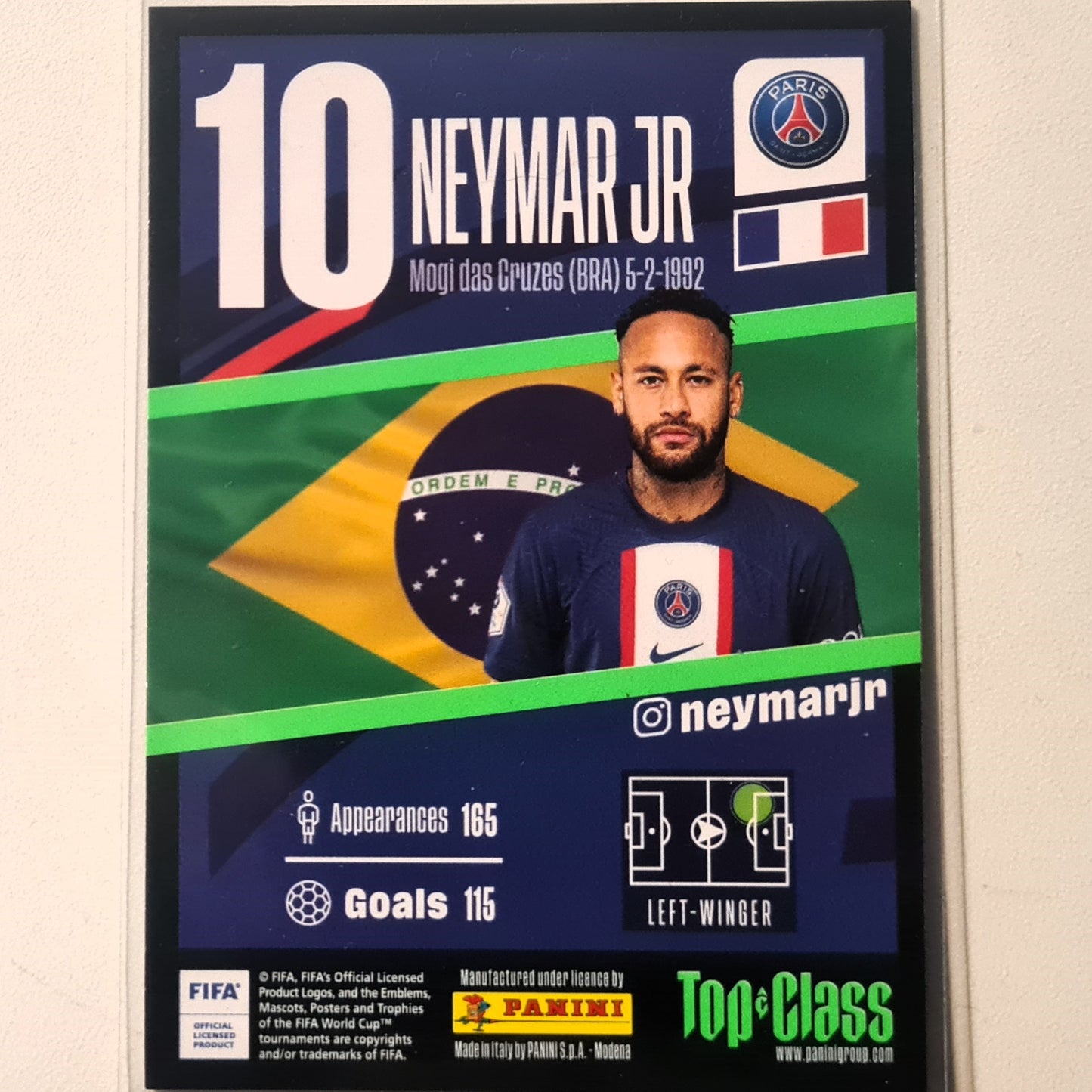 Neymar Jr 2023 Panini Top Class Rainbow Master Foil insert #215 Soccer Football Basketball Paris Saint Germain excellent Sleeved