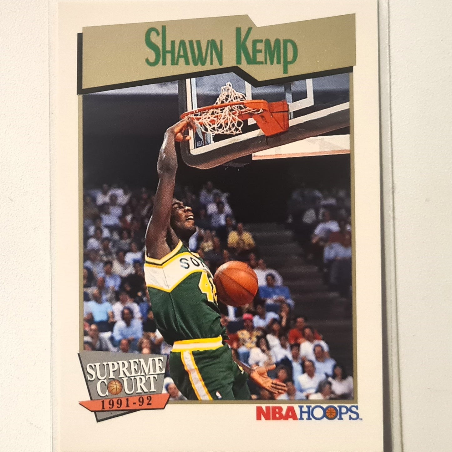 Shawn Kemp 1991 NBA Hoops Supreme Court #497 NBA Basketball Seattle Super Sonics very good Sleeved