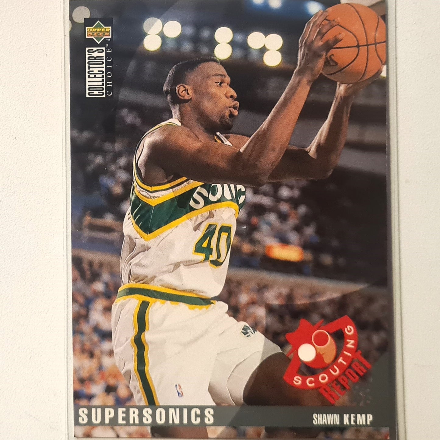 Shawn Kemp 1995 Upper-Deck Scouting Report #135 NBA Basketball Seattle Super Sonics Excellent Sleeved
