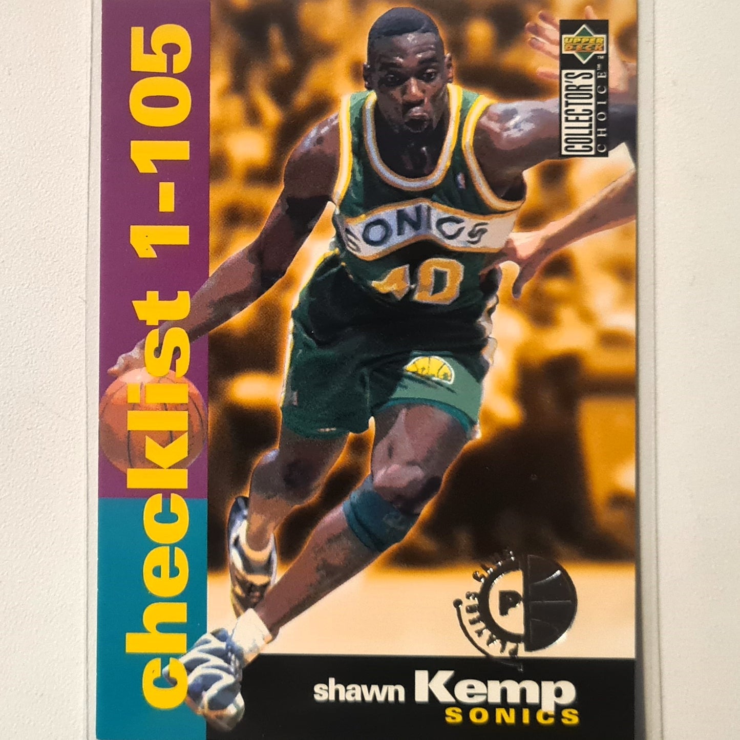 Shawn Kemp 1995 Upper-Deck  checklist players club variant #209 NBA Basketball Seattle Super Sonics Excellent Sleeved