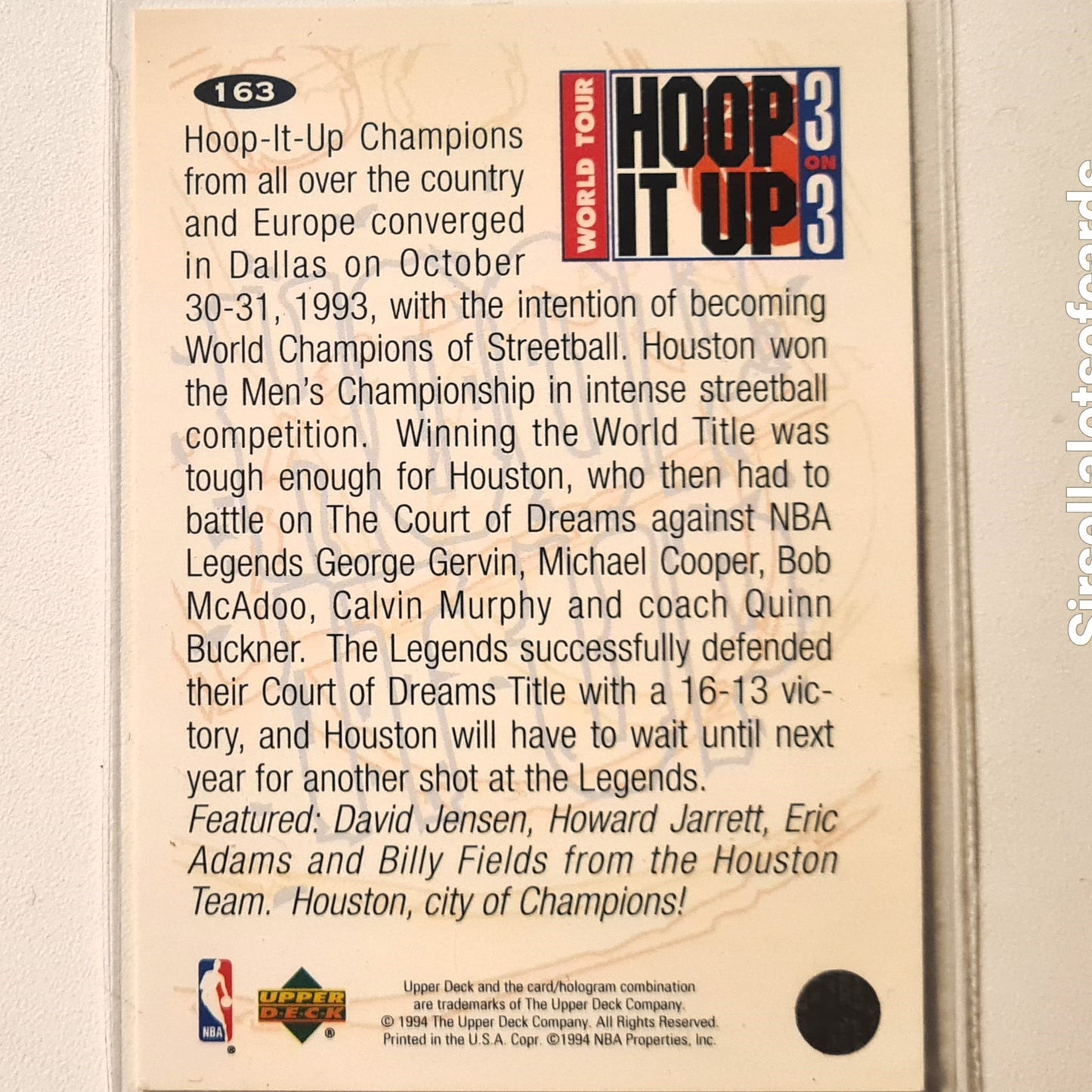 Houston team 1994 Upper-Deck hoop it up 3 on 3 #163 NBA Basketball Excellent Sleeved