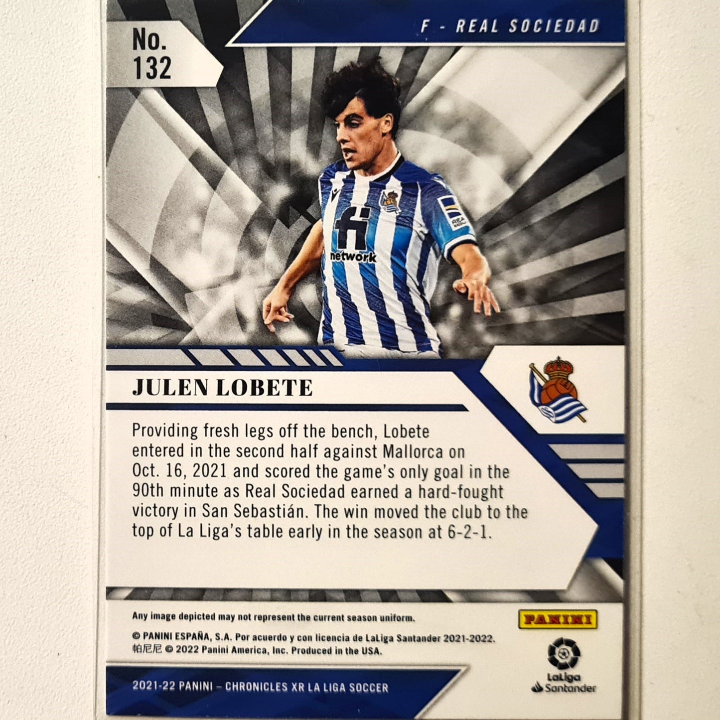 Julen Lobete 2021-22 Panini Chronicles XR Serie A Rookie RC #132 soccer football Real Sociedad Very good Sleeved