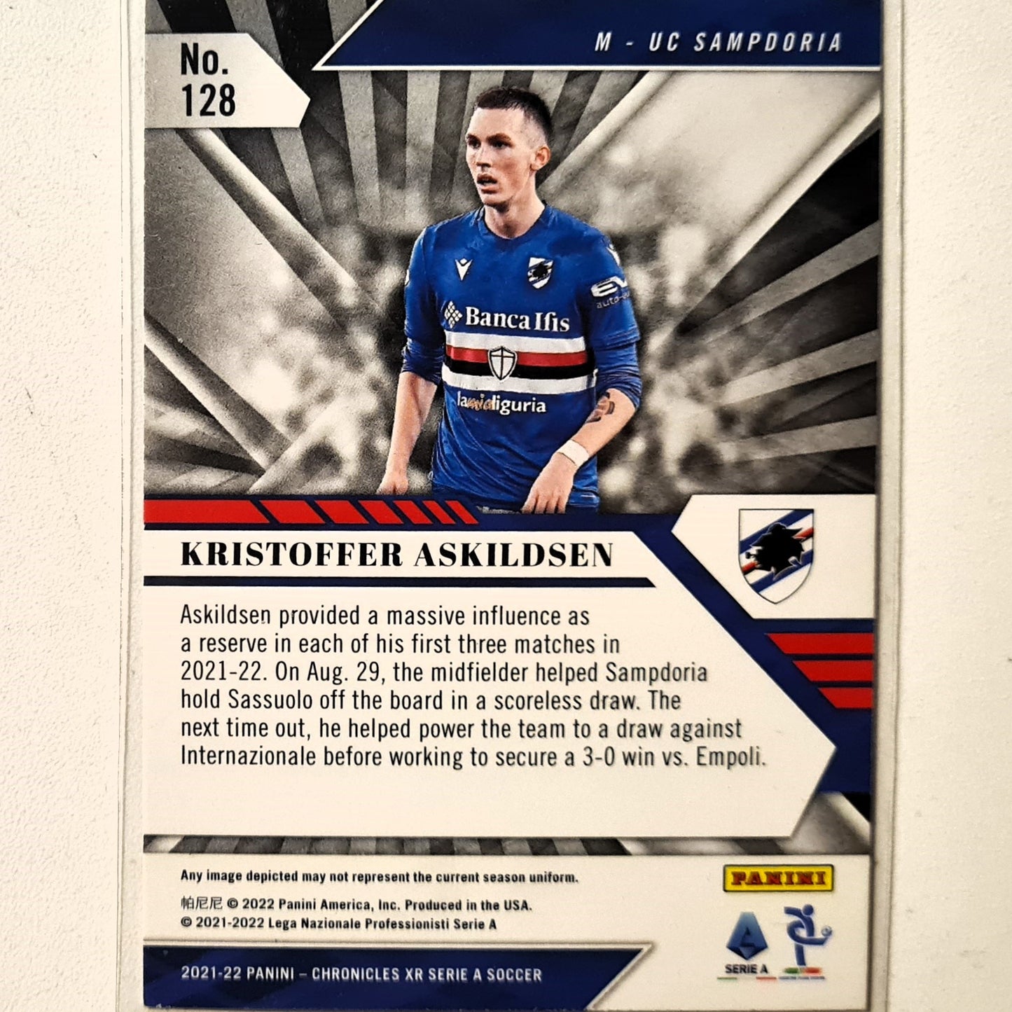 Kristoffer Askildsen 2021-22 Panini Chronicles XR Serie A  #128 soccer football Sampdoria Very good Sleeved