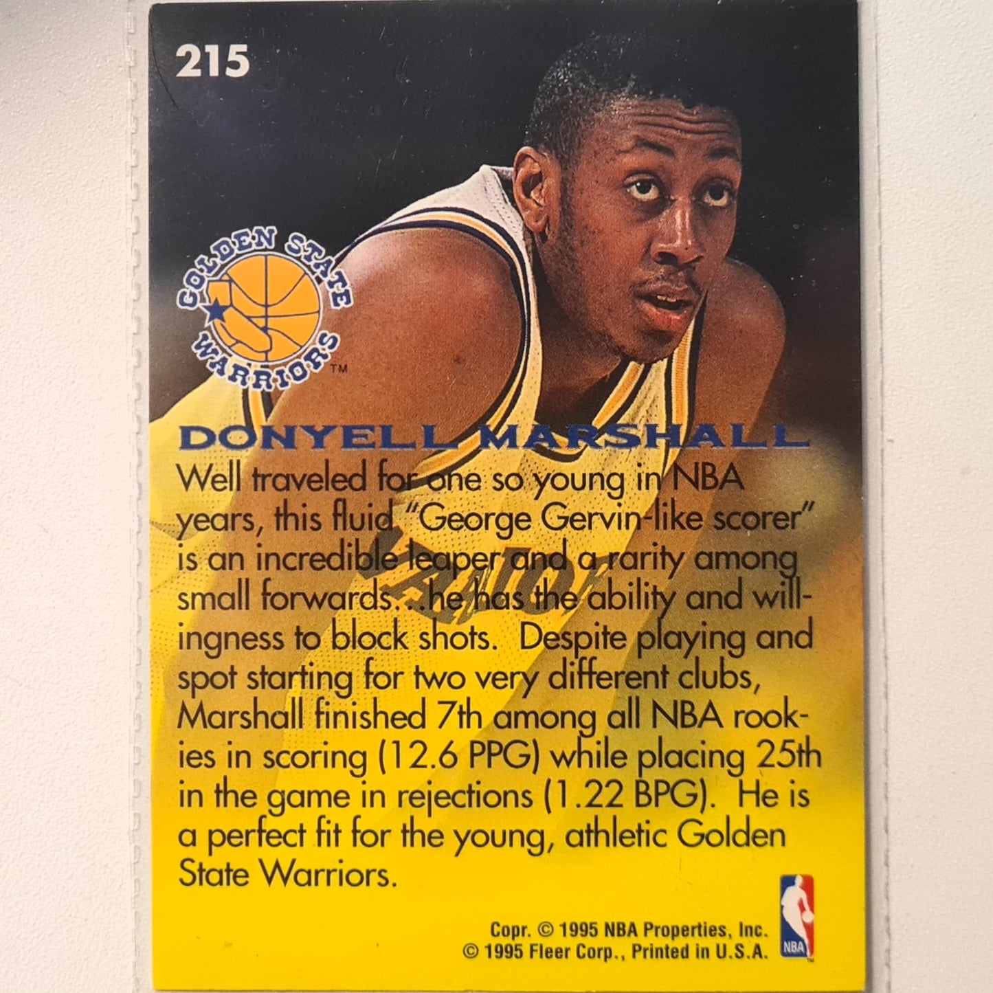 Donyell Marshall 1995 Fleer 95-96 Rookie Sensation NBA Basketball Golden State Warriors Sleeved