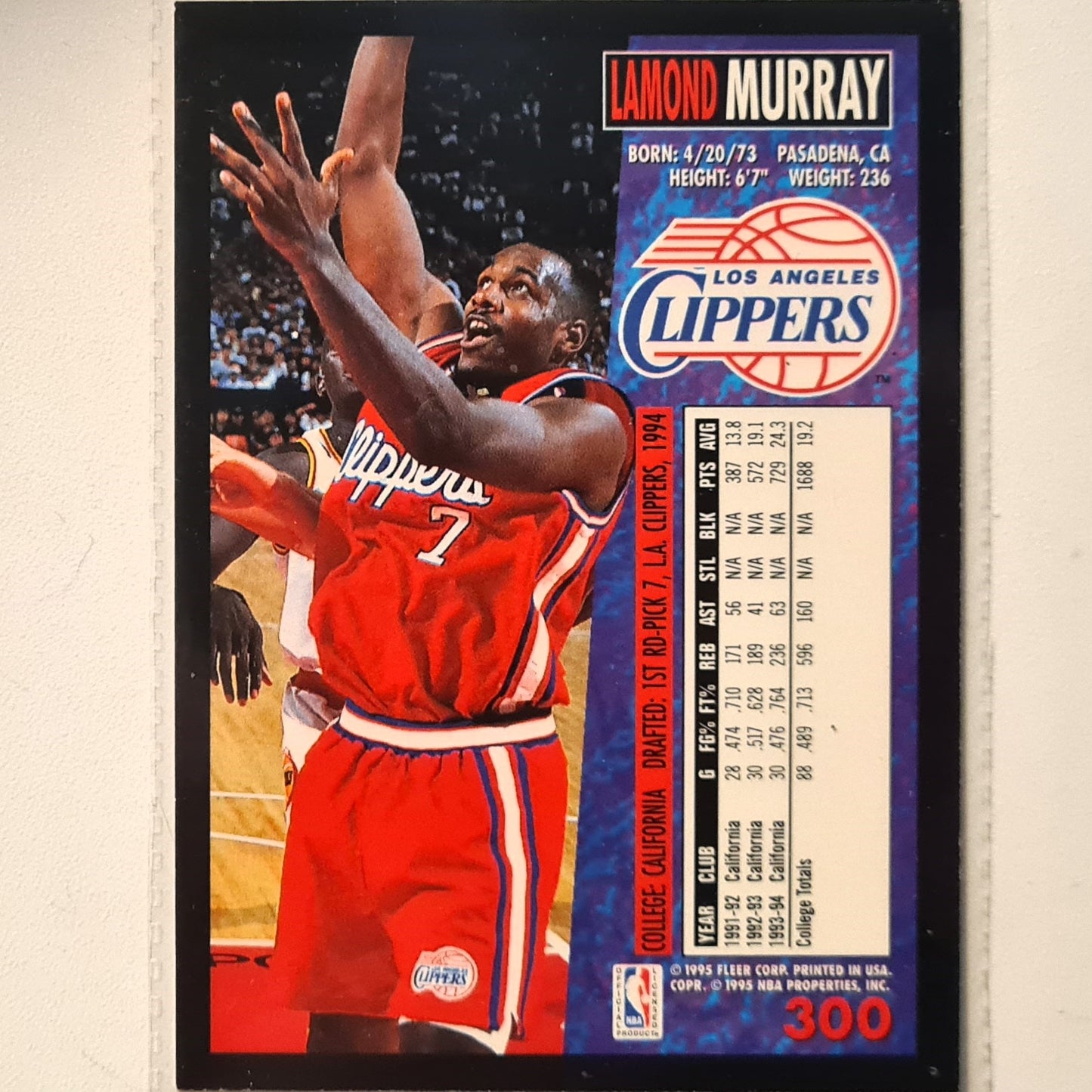 Lamond Murray 1995 Fleer 94-95 #300 NBA Basketball LA Clippers Excellent Sleeved