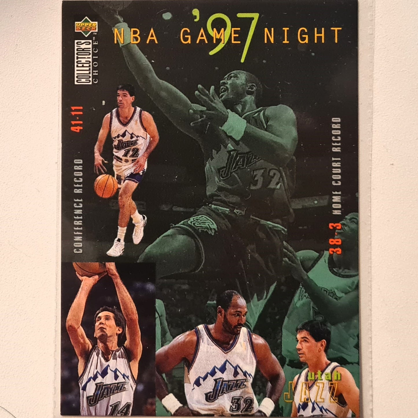 Karl Malone John Stockton 1997 Upper-Deck Game Night #182 NBA Basketball Utah Jazz excellent Sleeved