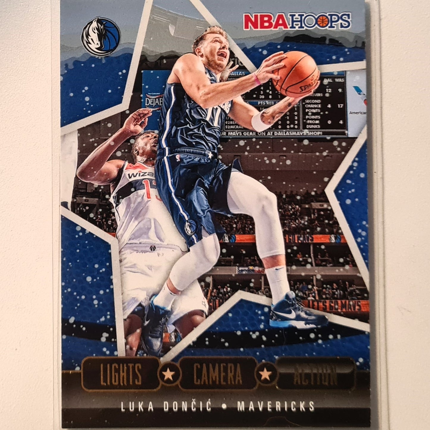 Luka Doncic 2020-21 Panini Hoops lights camera action #18 NBA Basketball Dallas Mavericks very good Sleeved