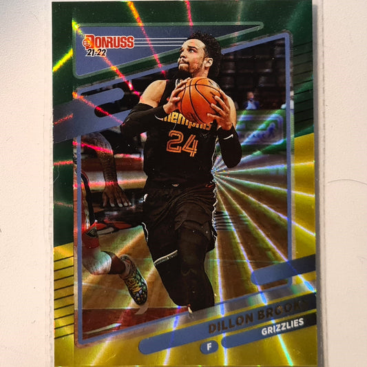 Dillion Brooks 2021-22 Panini Donruss green gold laser #50 NBA Basketball Memphis Grizzlies Excellent Sleeved