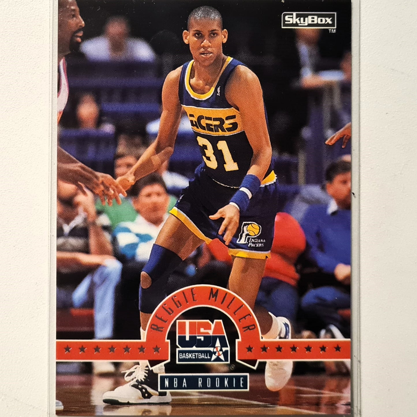 Reggie Miller 1994 Skybox USA Basketball NBA Rookie #74 insert NBA Basketball Indiana Pacers very good Sleeved