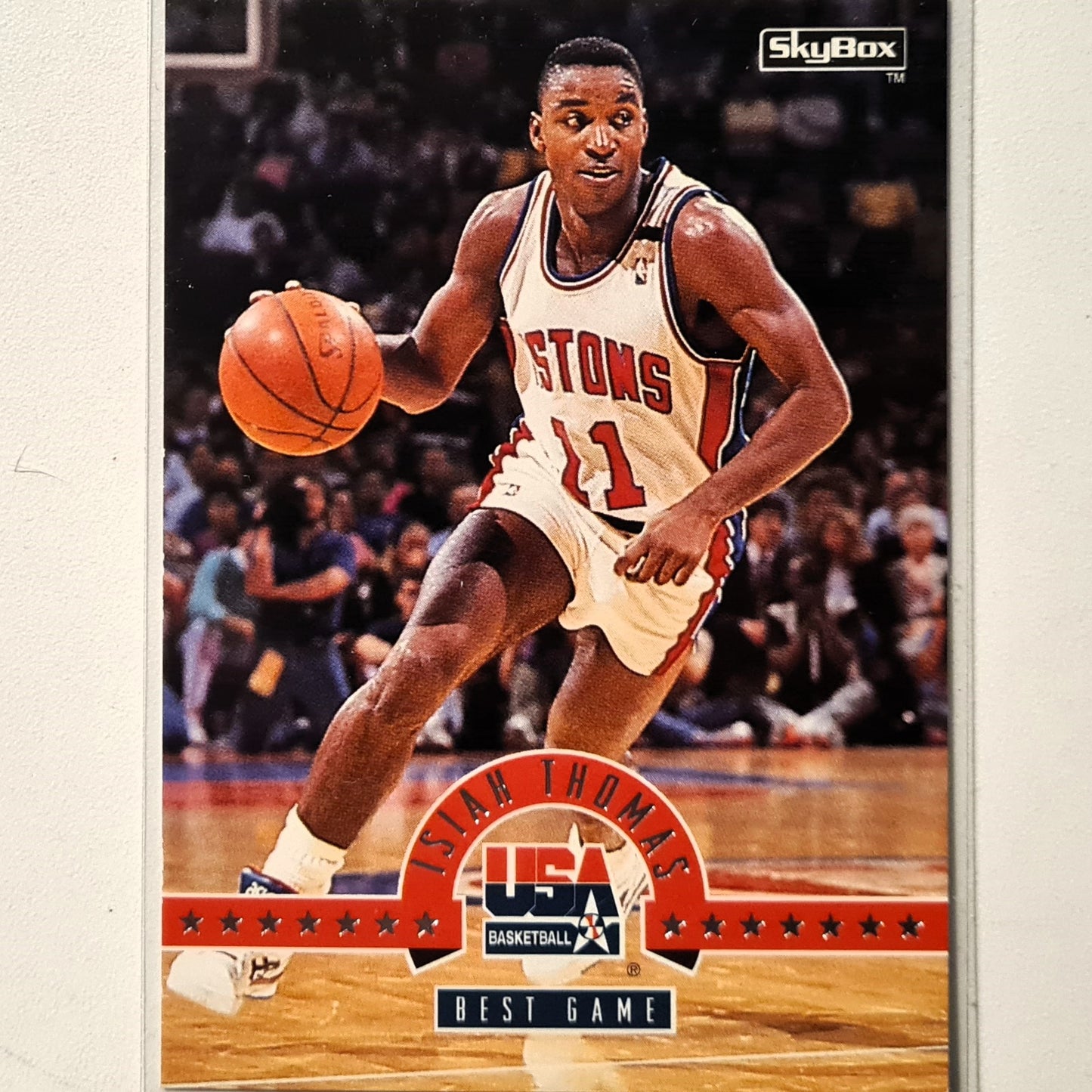 Isiah Thomas 1994 Skybox USA Basketball best game #45 NBA Basketball Detroit Pistons very good Sleeved