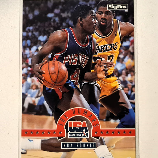 joe Dumars 1994 Skybox USA Basketball NBA Rookie #50 NBA Basketball Detroit Pistons very good Sleeved