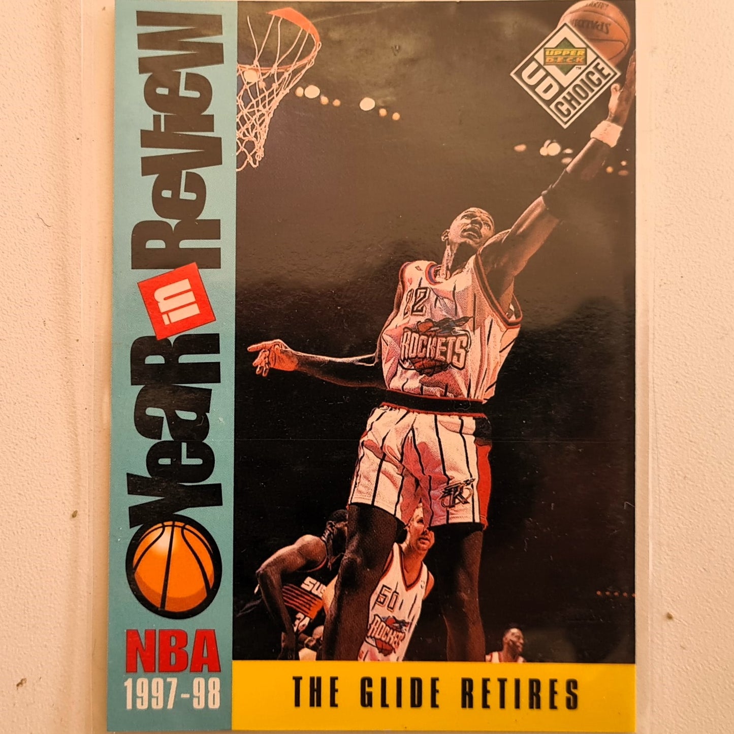 Clyde Drexler 1998 Upper-Deck The glide retires #187 NBA Basketball Houston Rockets excellent Sleeved