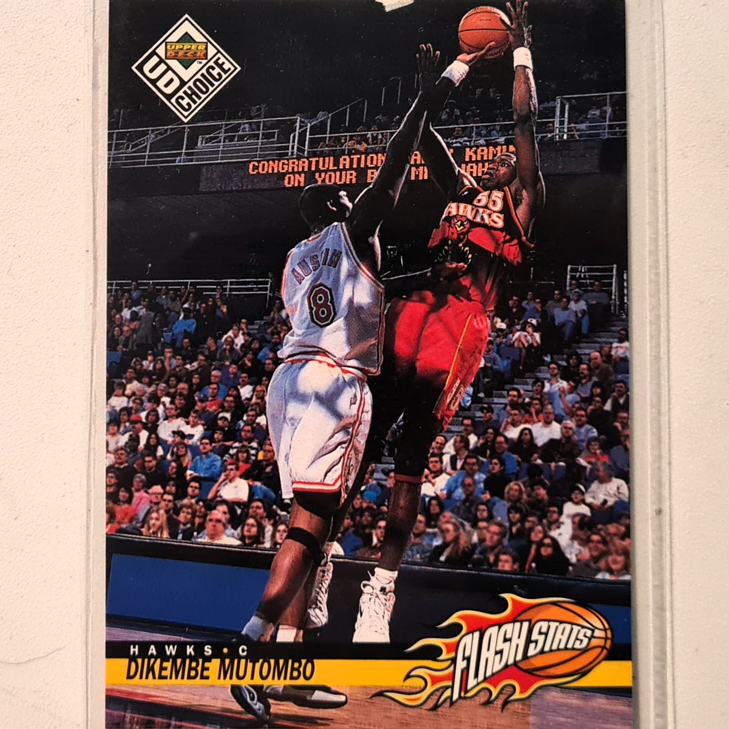 Dikembe Mutombo 1998 Upper-Deck Flash Stats #156 NBA Basketball Atlanta Hawks excellent Sleeved