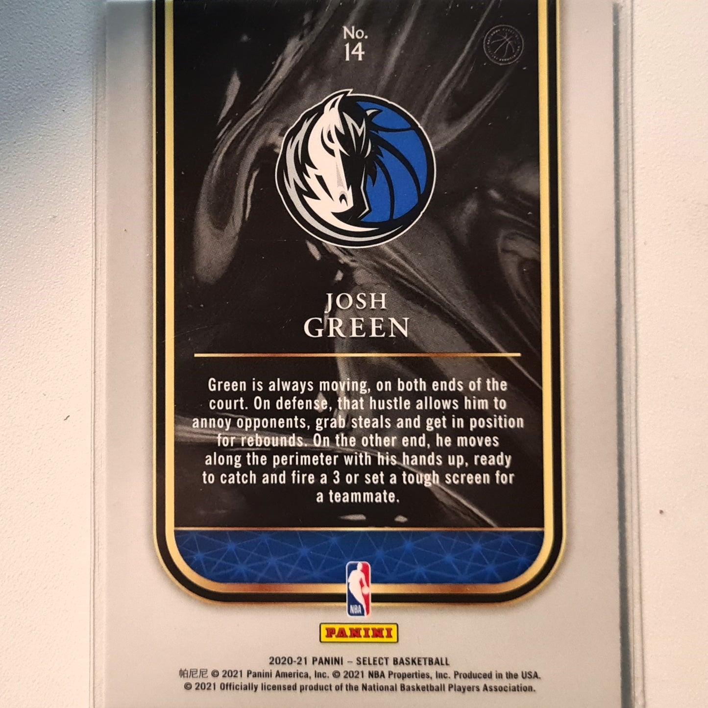 Josh Green 2020-21 Panini Select Rookie Selections RC #14 NBA Basketball Dallas Mavericks Excellent sleeved