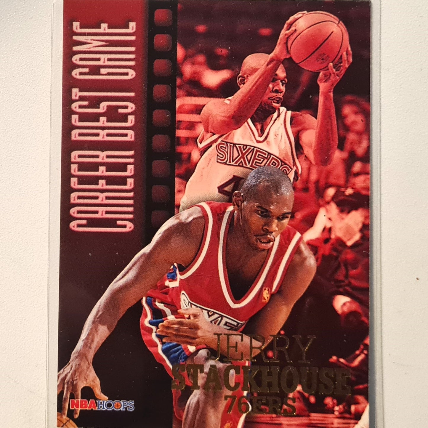 Jerry Stackhouse 1997 Skybox NBA Hoops career best game #346 NBA Basketball Philadelphia 76ers Very Good sleeved