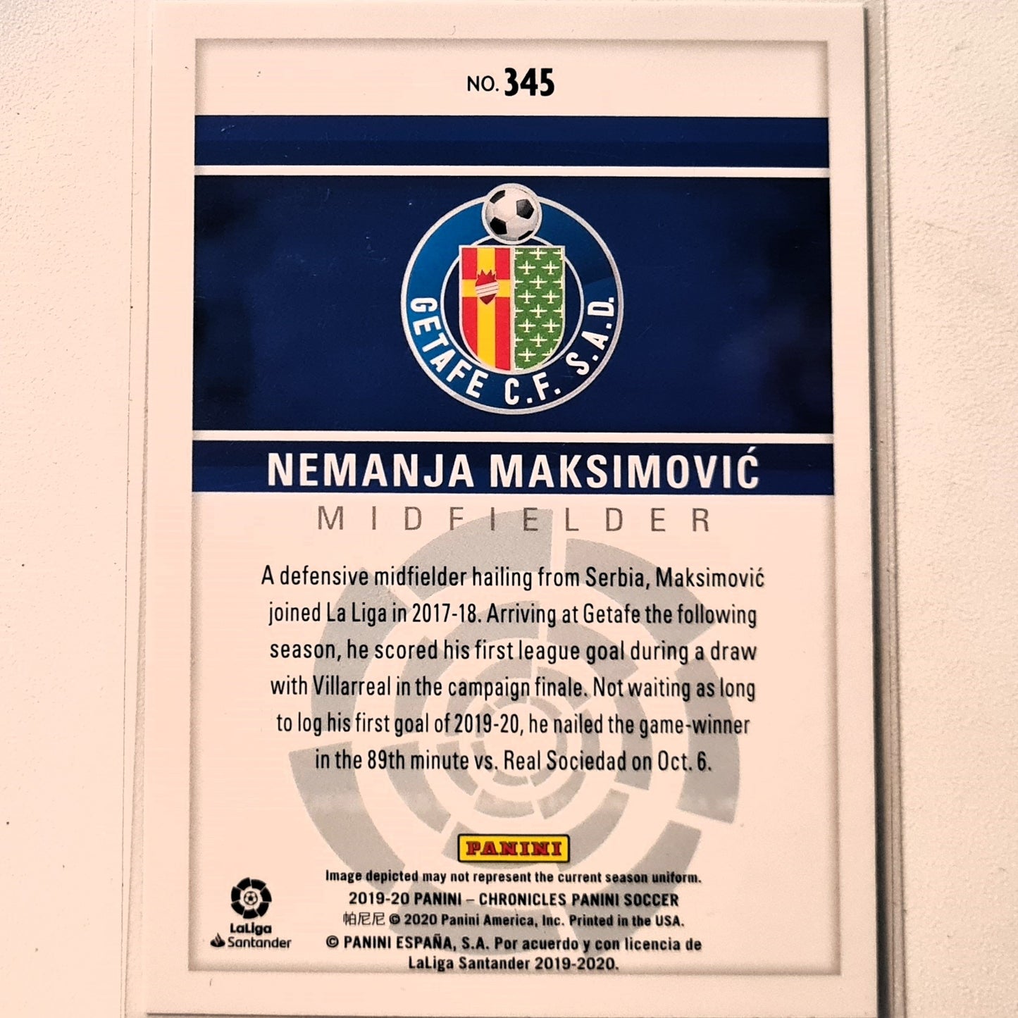 Nemanja Maksimovic 2019-20 Panini Chronicles Rookie RC #345 Soccer Football Getafe Excellent sleeved