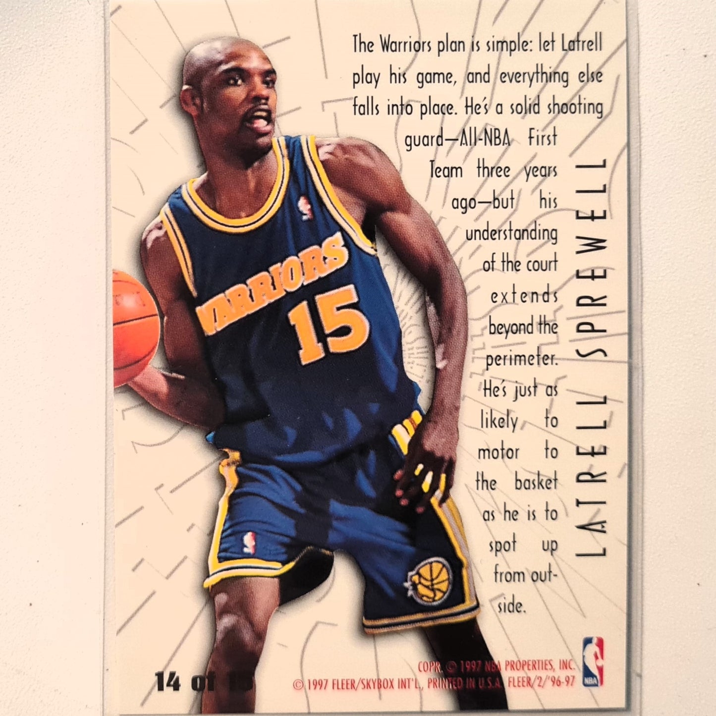 Lattrell Sprewell 1997 Fleer 96-97 Swing Shift 14 of 15 NBA Basketball Golden State Warriors Excellent Sleeved