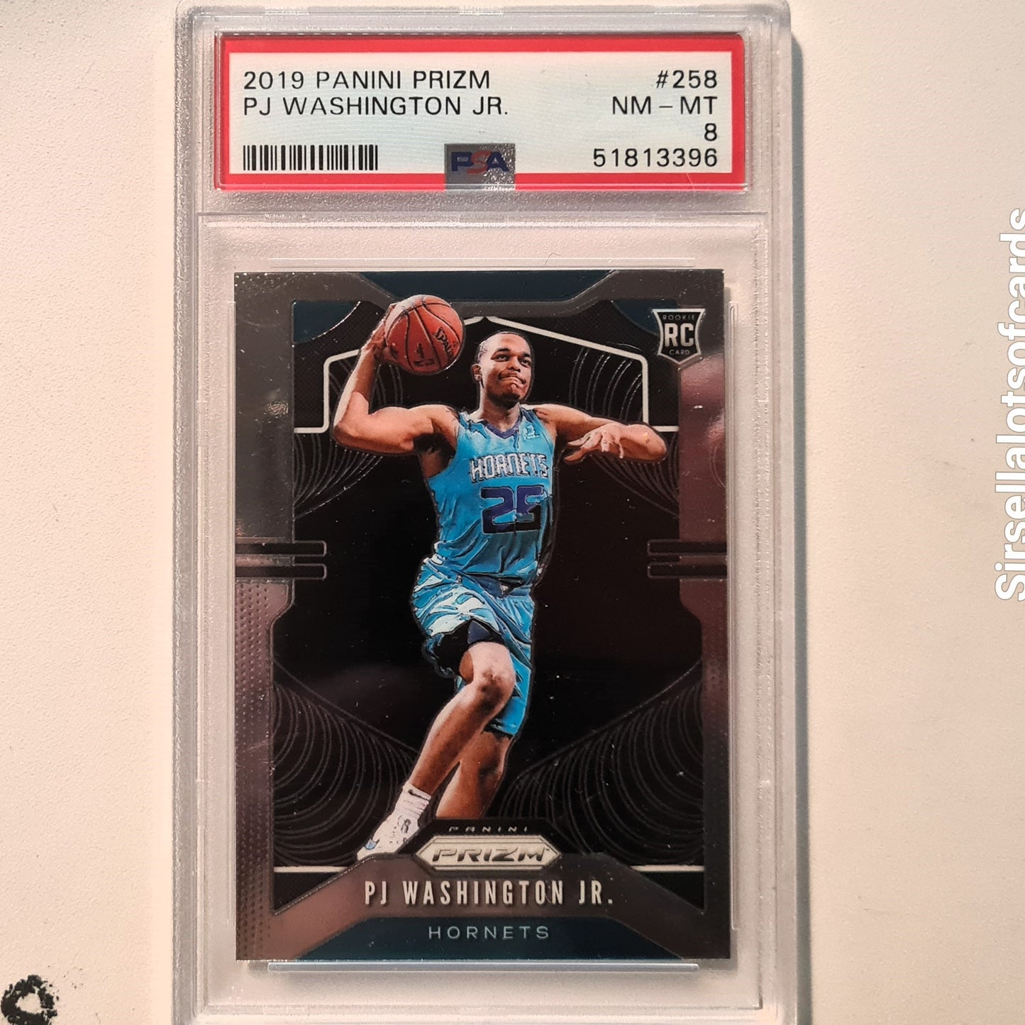 PJ Washington 2019-20 Panini Prizm Rookie RC #258 NBA Basketball Charlotte Hornets PSA 8 Graded Slab