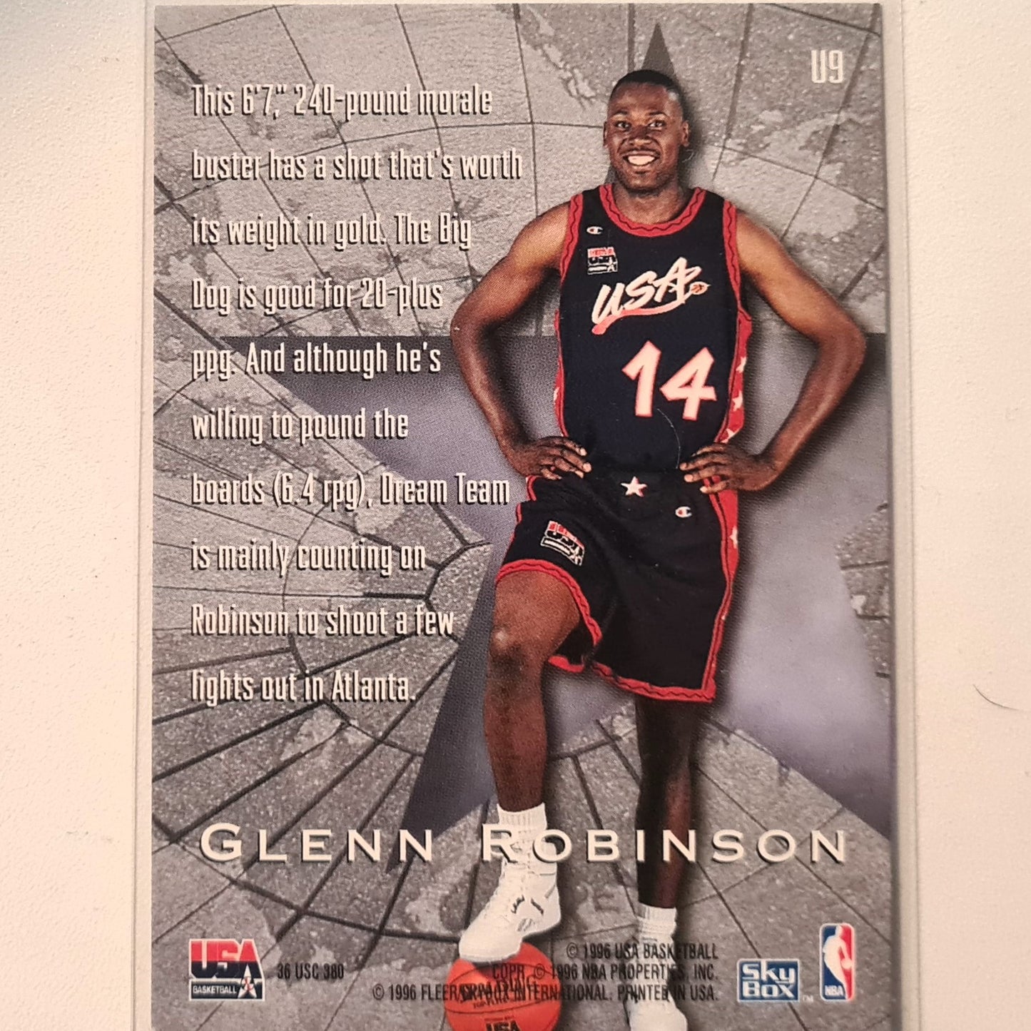 Glenn Robinson 1996 Skybox USA basketball U9 NBA Basketball Milwaukee bucks Excellent Sleeved