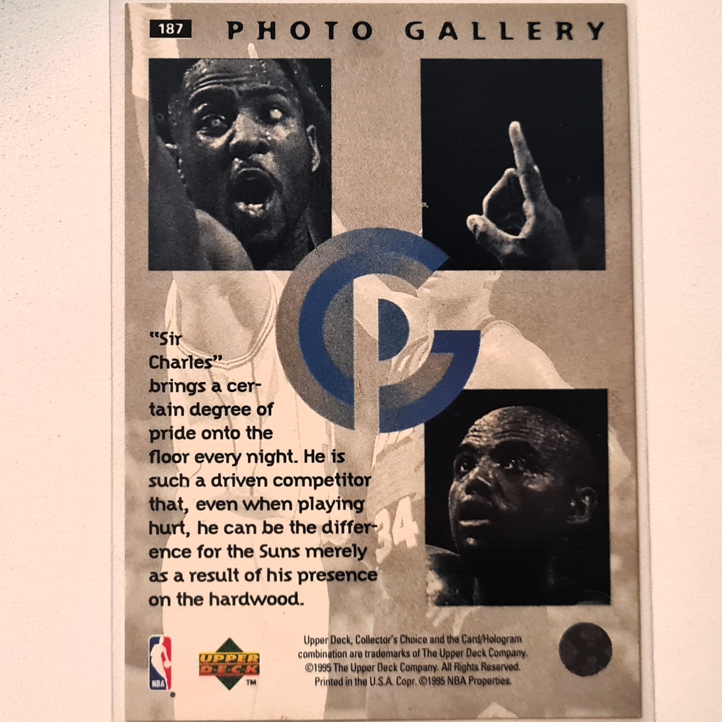 Charles Barkley 1995 Upper-Deck Photo Gallery #187 NBA Basketball Phoenix Suns Excellent sleeved