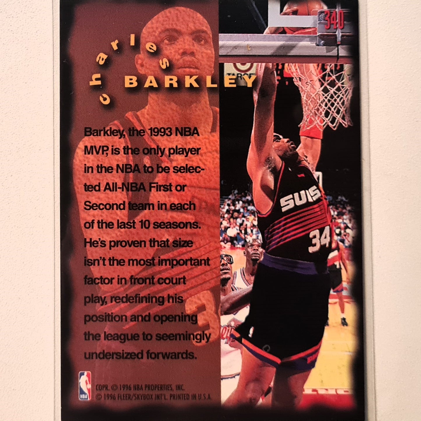 Charles Barkley 1996 Fleer 95-96 Firm Foundation #340 NBA Basketball Phoenix Suns Excellent sleeved