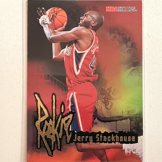 Jerry Stackhouse 1996 Skybox NBA Hoops Basketball #215 Rookie card Philadelphia 76ers sleeved