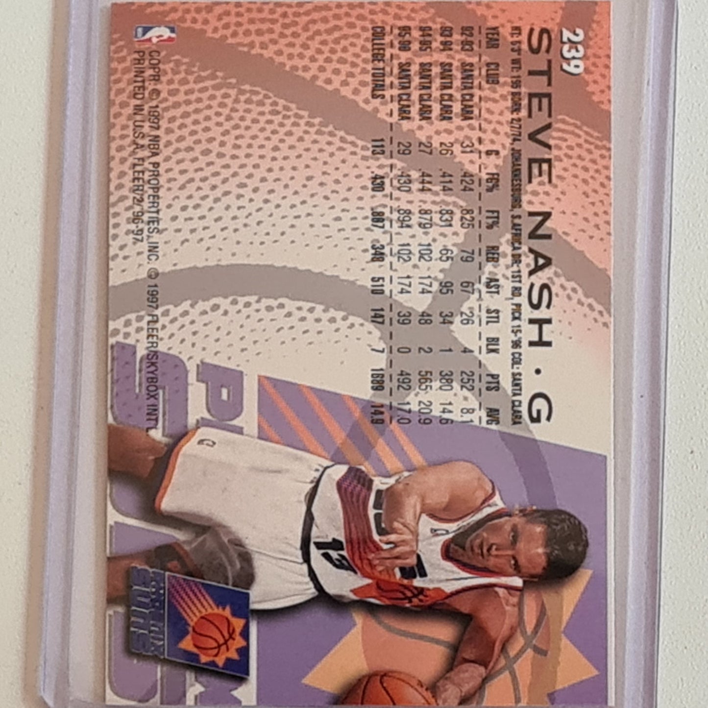 Steve Nash 1997 Skybox Fleer 96-97 Rookie RC  #239 NBA Basketball Phoenix Suns Excellent sleeved