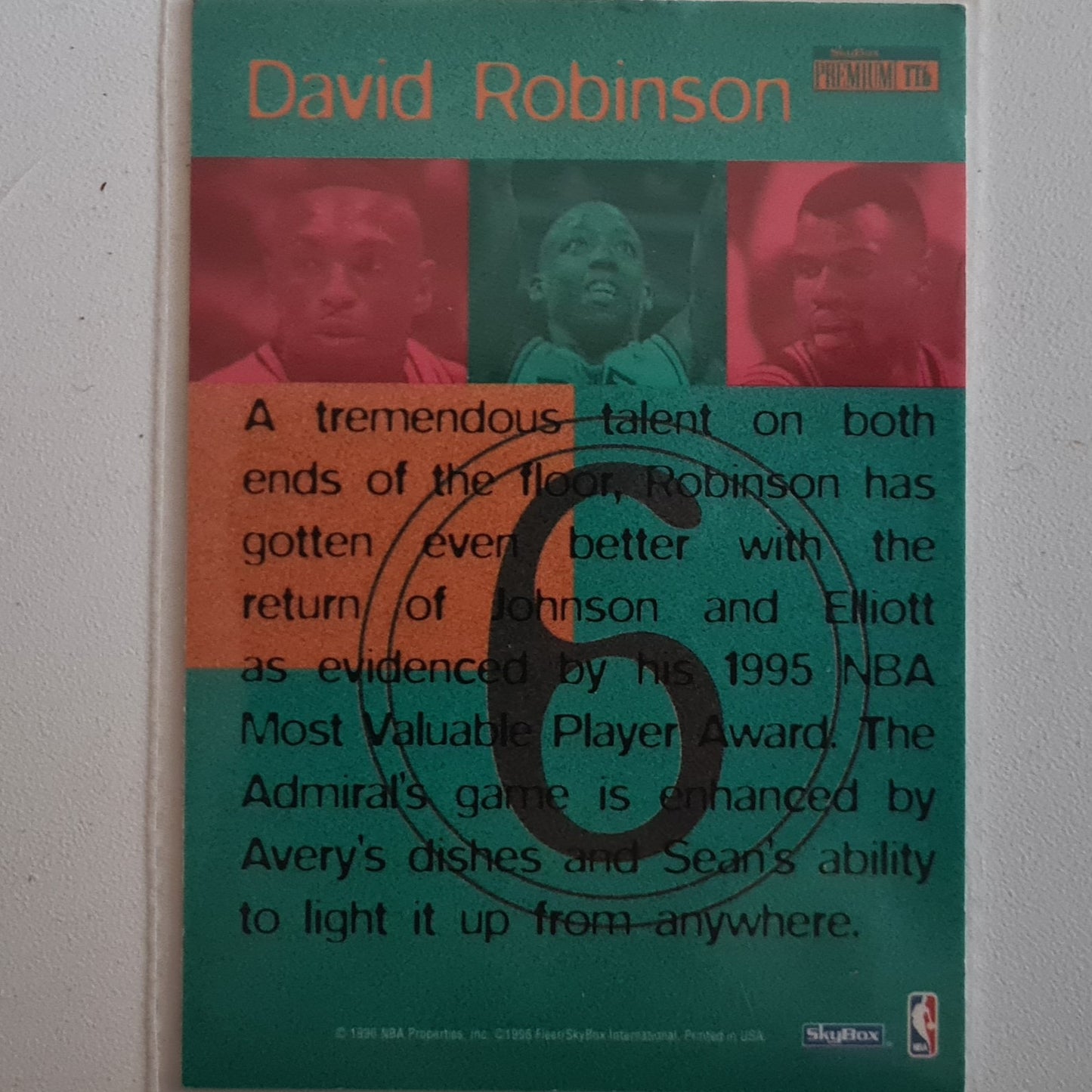 David Robinson 1996 Skybox Premium triple threats insert TT6 NBA Basketball San Antonio good sleeved