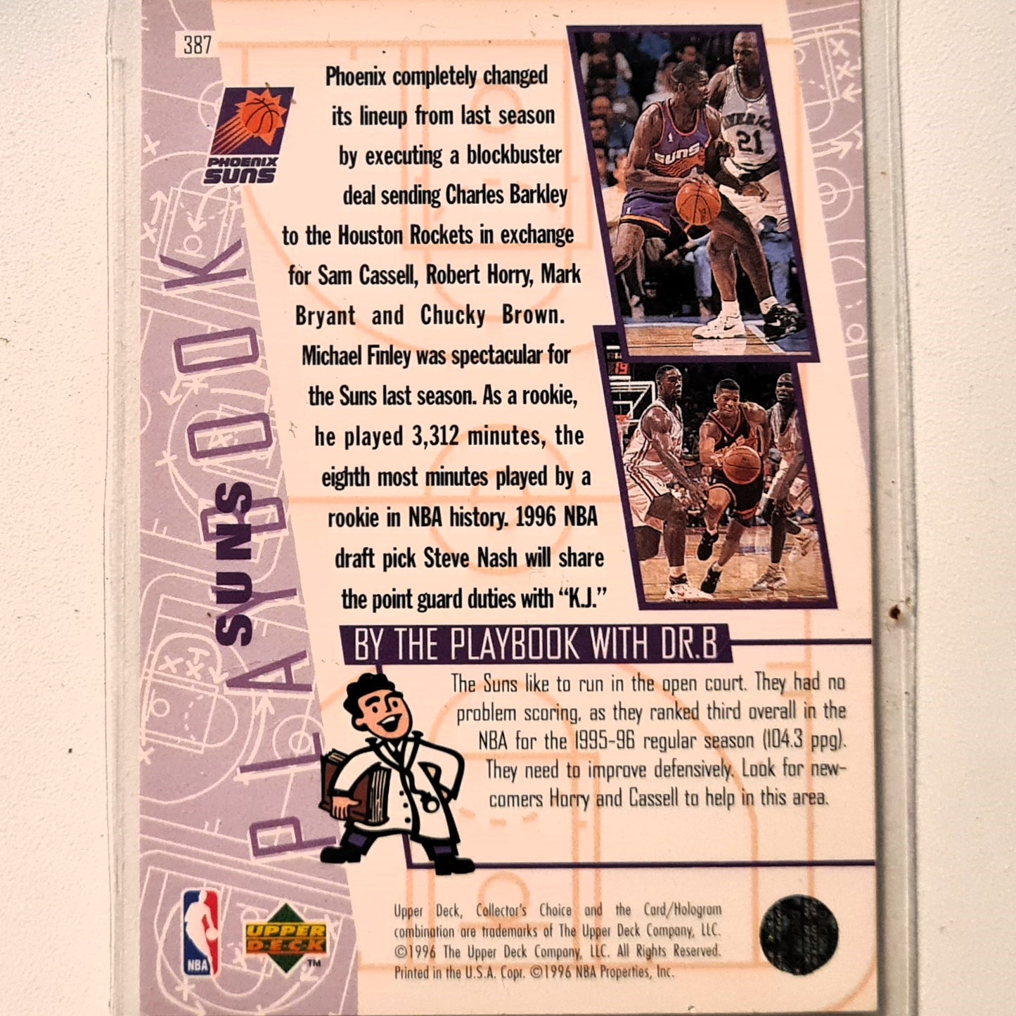 Team Squad 1996 Upper-Deck Playbook #387 NBA Basketball Phoenix Suns Excellent sleeved