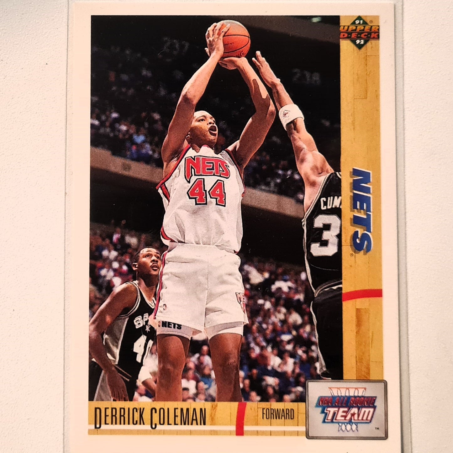 Derrick Coleman 1991 Upper-Deck all rookie team  #35 NBA Basketball New Jersey Nets excellent sleeved